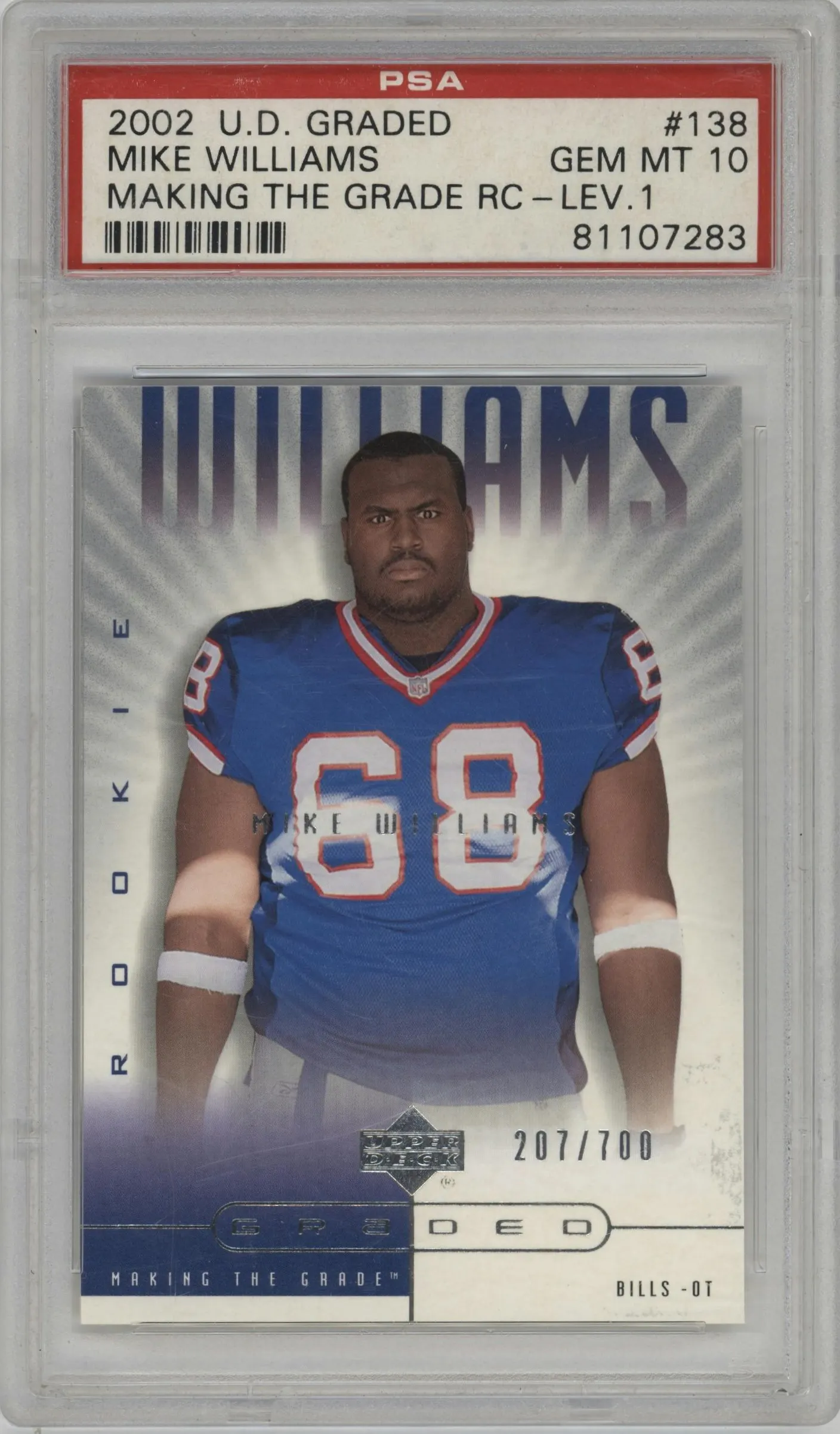 2002 Upper Deck Graded Mike Williams #138 PSA 10