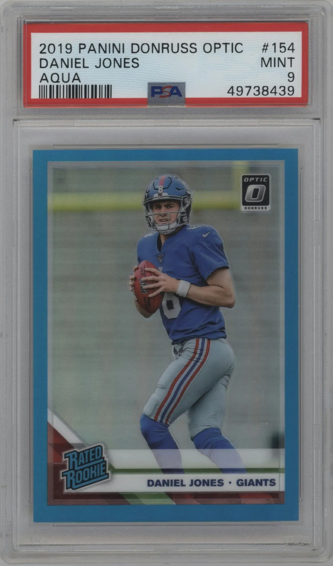 2019 Panini Donruss Optic Rated Rookie Daniel Jones Aqua #154 PSA 9