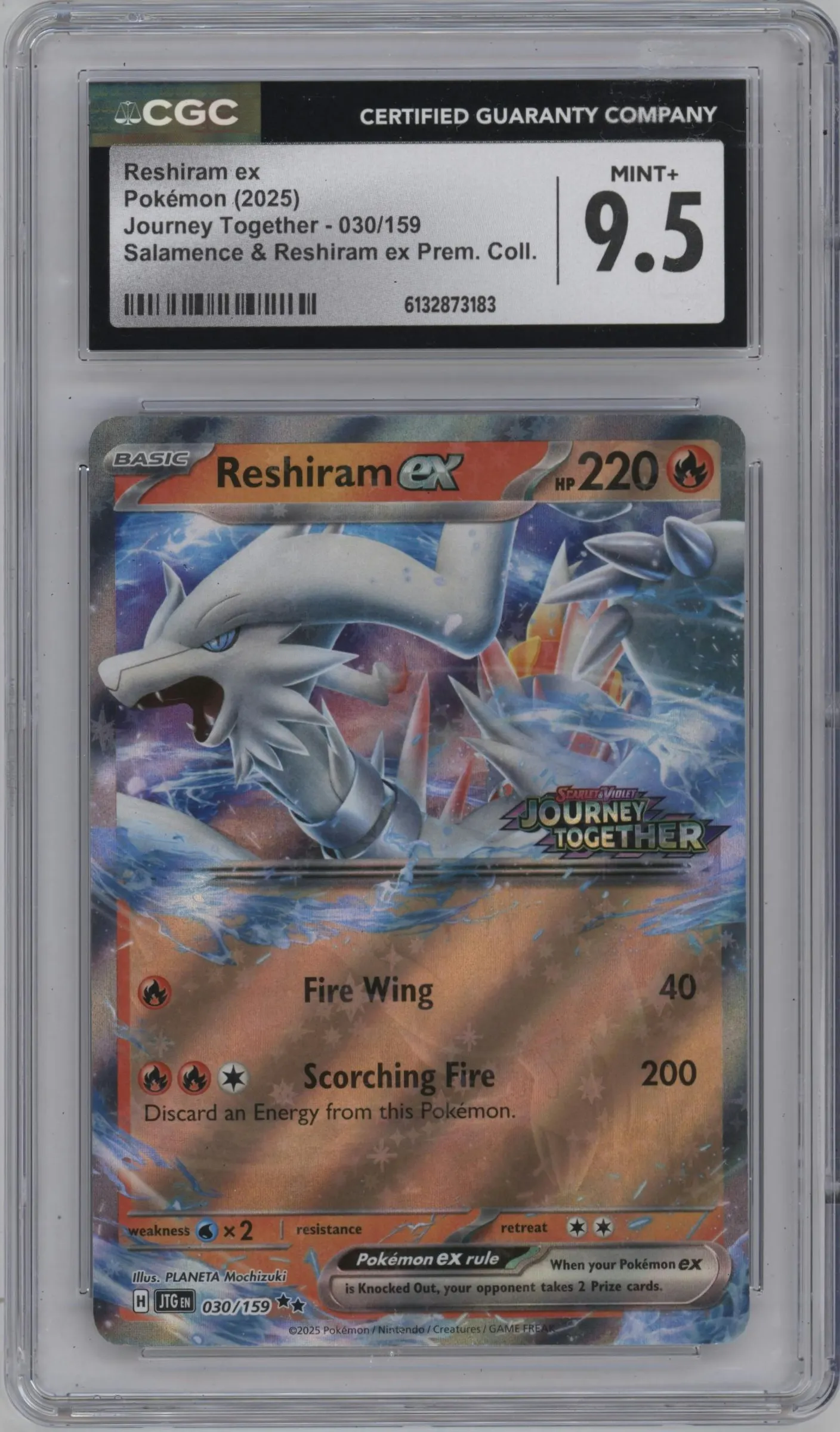 2025 Pokemon SV Journey Together Reshiram ex Reshiram ex Box #030 CGC 9.5