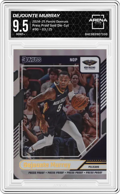 2024 Panini Donruss Dejounte Murray Press Proof Gold Die-Cut ARENA CLUB 9.5