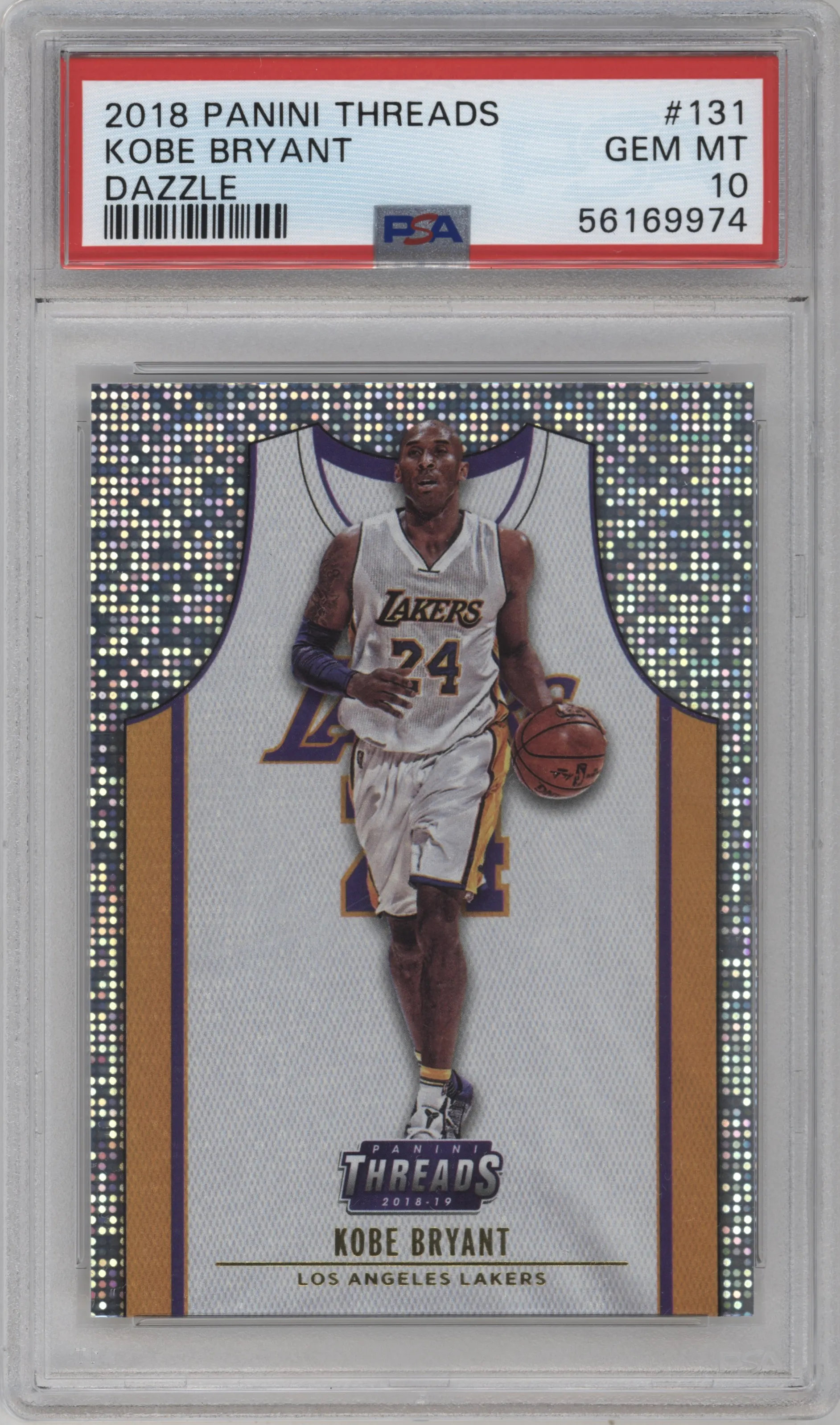2018 Panini Threads SP Assoc.Jrsy. Kobe Bryant Dazzle #131 PSA 10