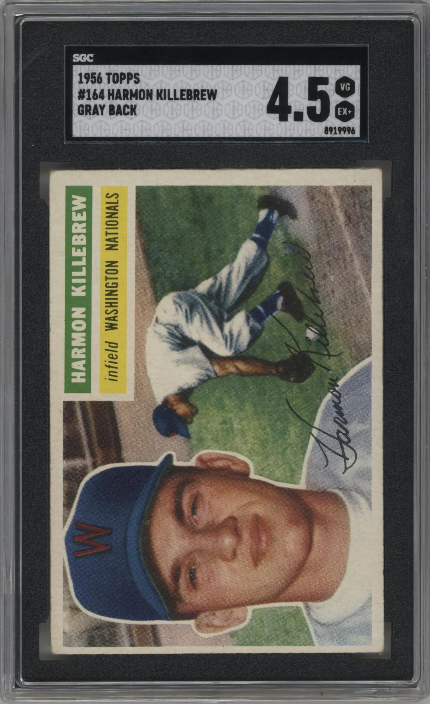 1956 Topps Harmon Killebrew Gray Back #164 SGC 4.5