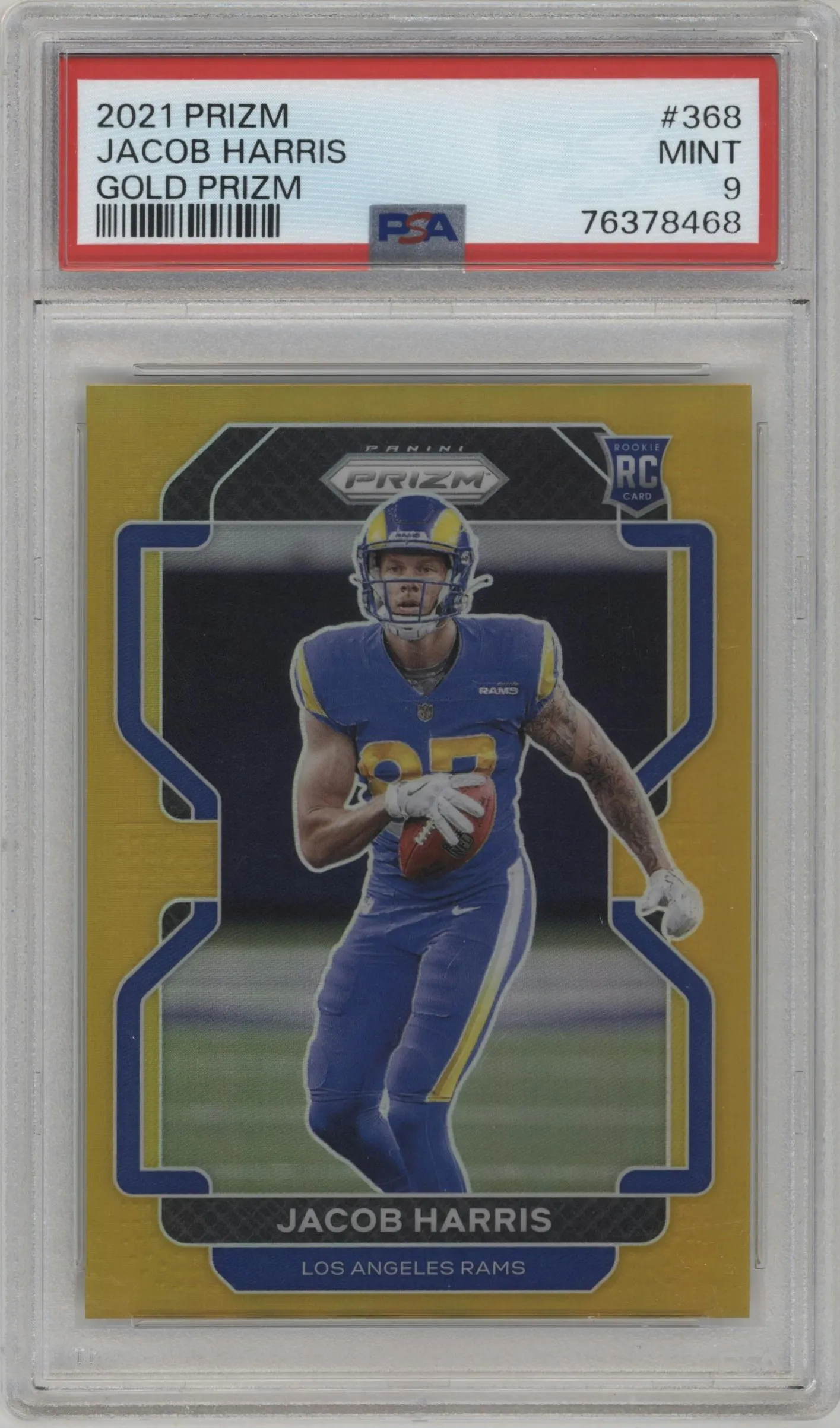 2021 Panini Prizm Jacob Harris Gold Prizm #368 PSA 9