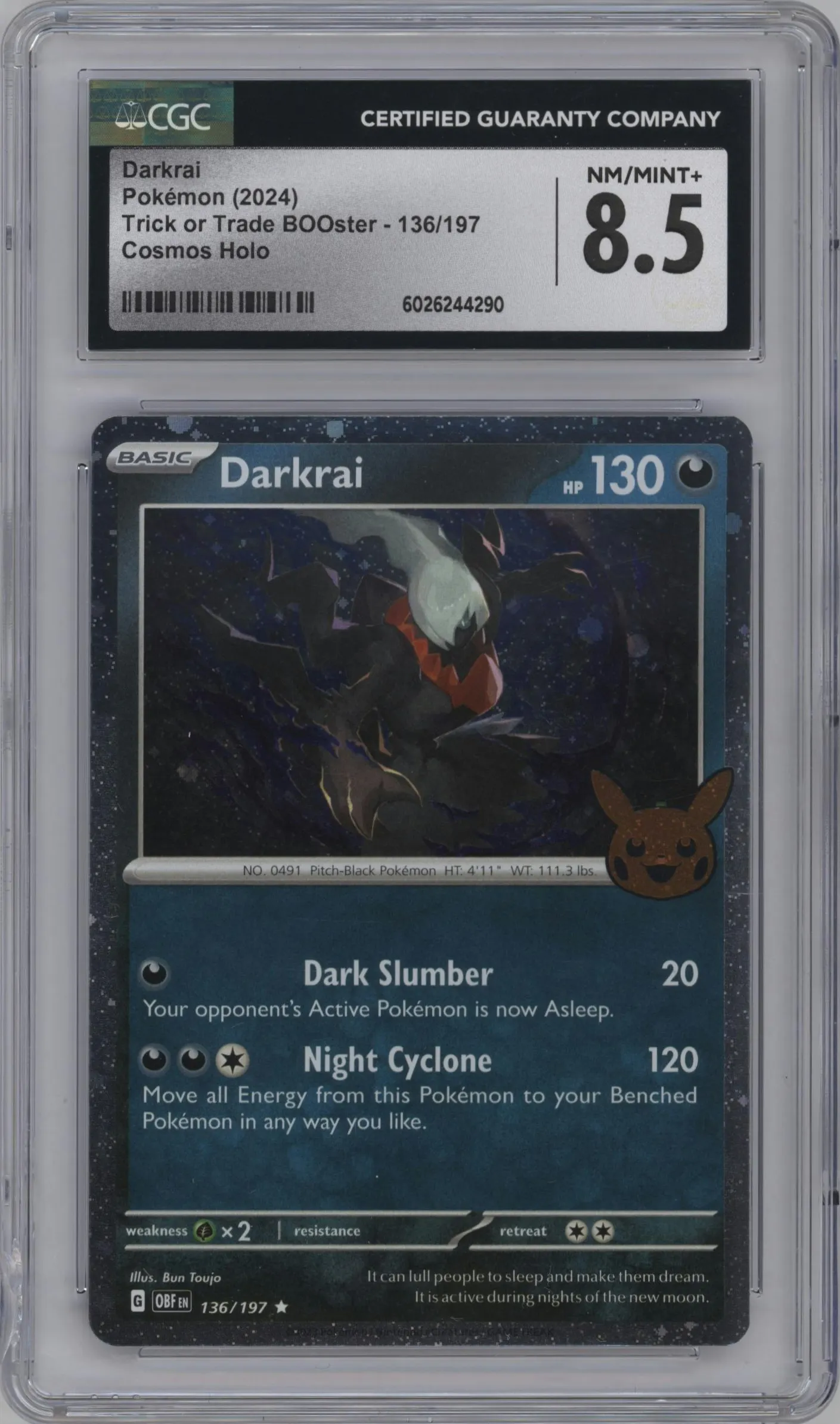2024 Pokemon SV Trick or Trade Darkrai Obsidian Flames #136 CGC 8.5