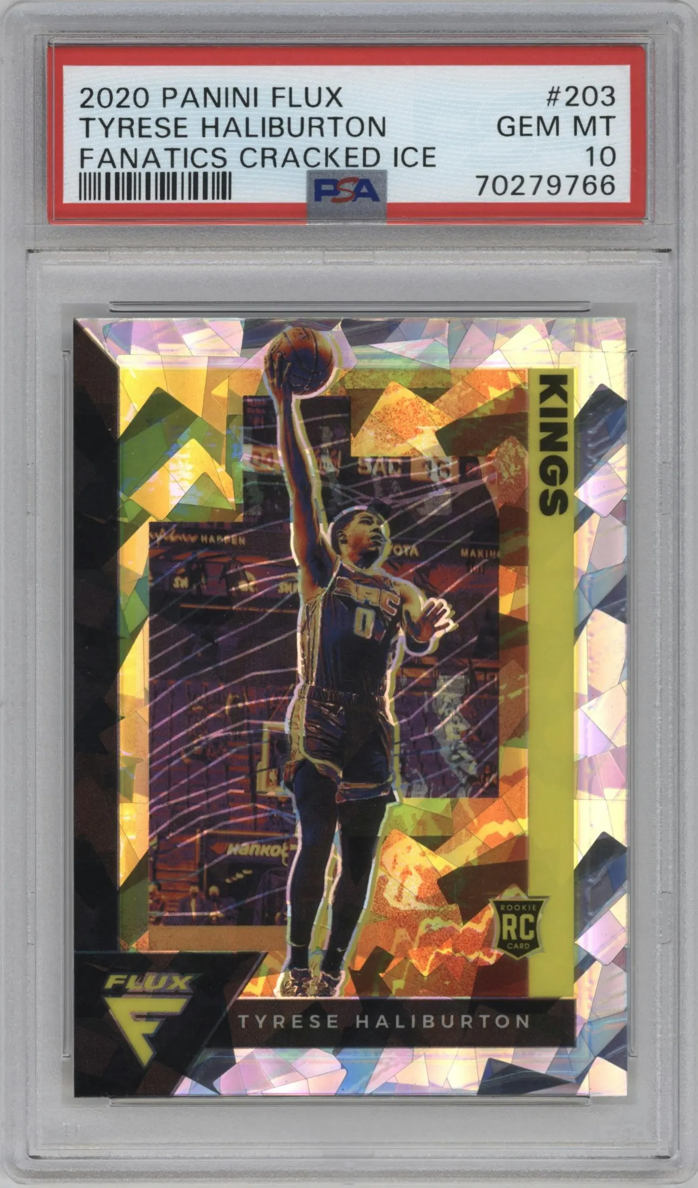 2020 Panini Flux Tyrese Haliburton Fanatics Cracked Ice #203 PSA 10