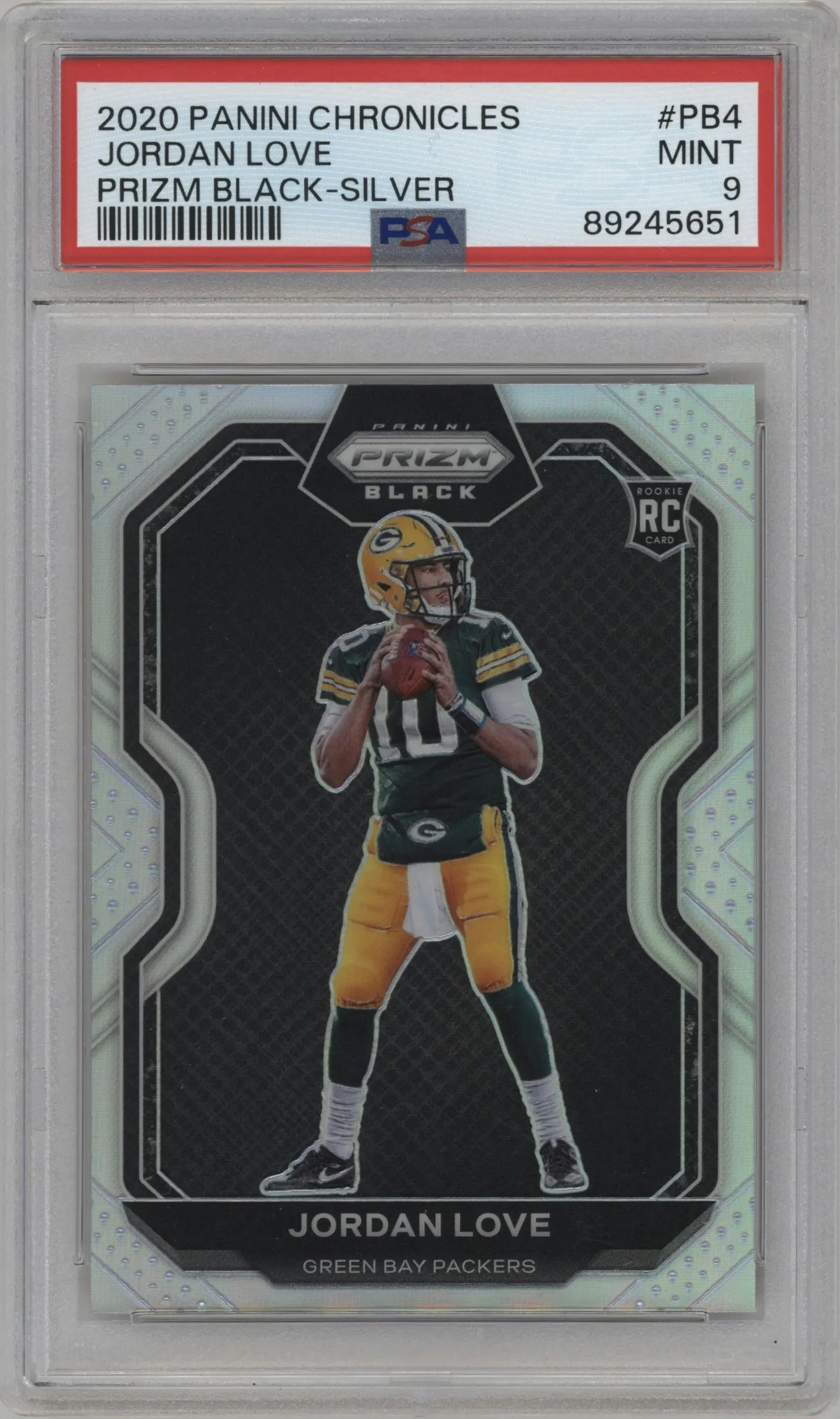 2020 Panini Chronicles Prizm Black Jordan Love Silver #PB-4 PSA 9