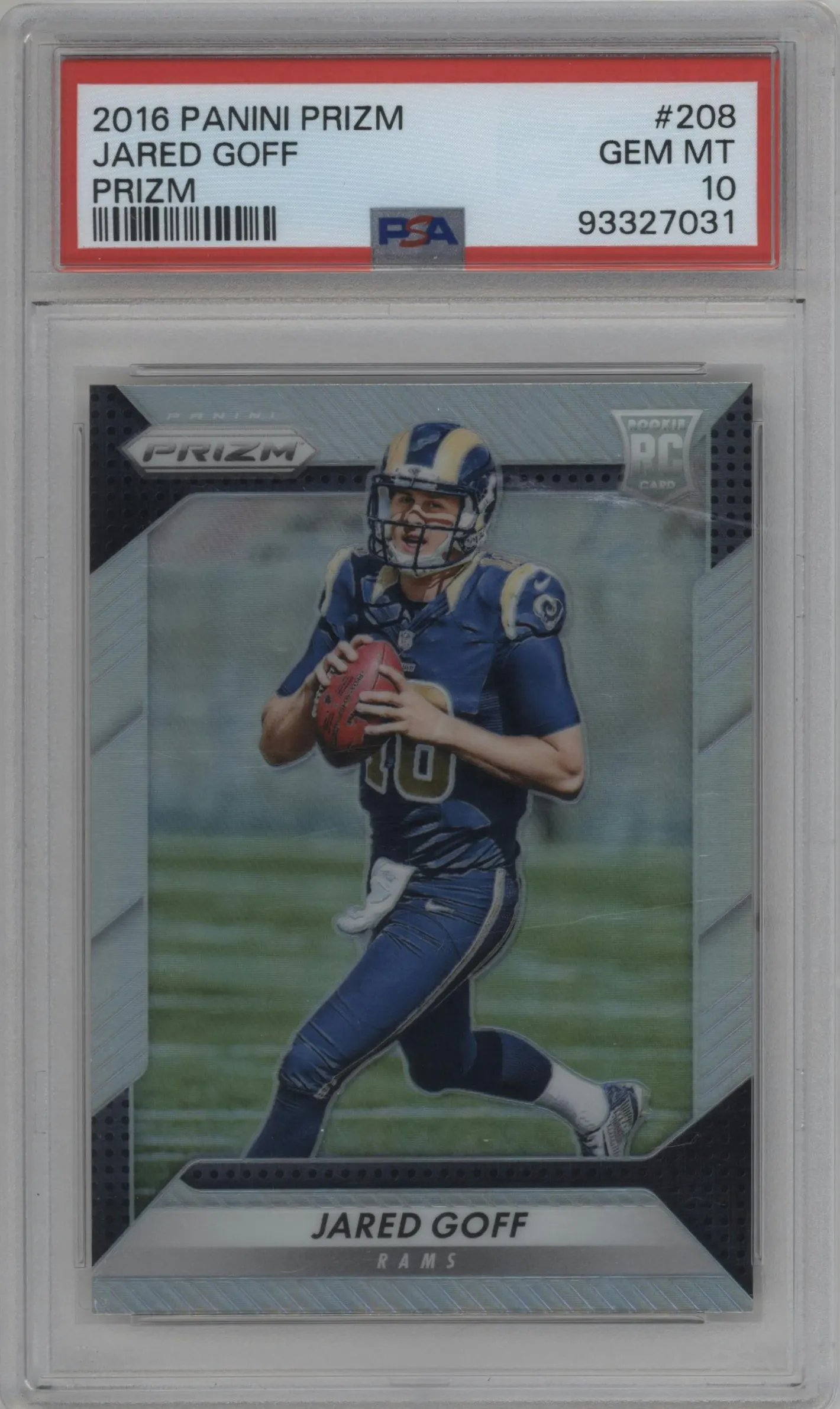 2016 Panini Prizm Jared Goff Prizm #208 PSA 10