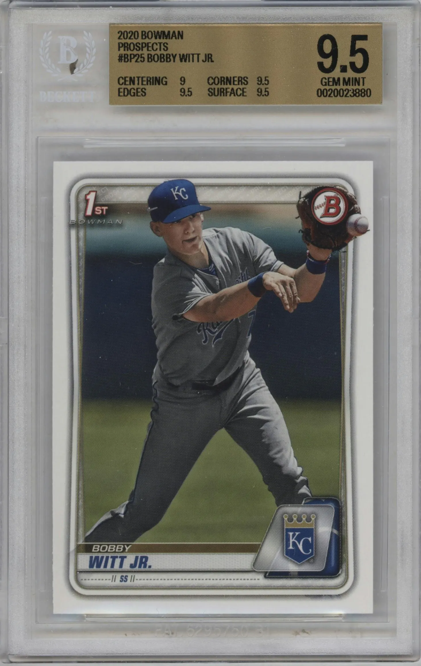 2020 Bowman Prospect Bobby Witt Jr. #BP-25 BGS 9.5