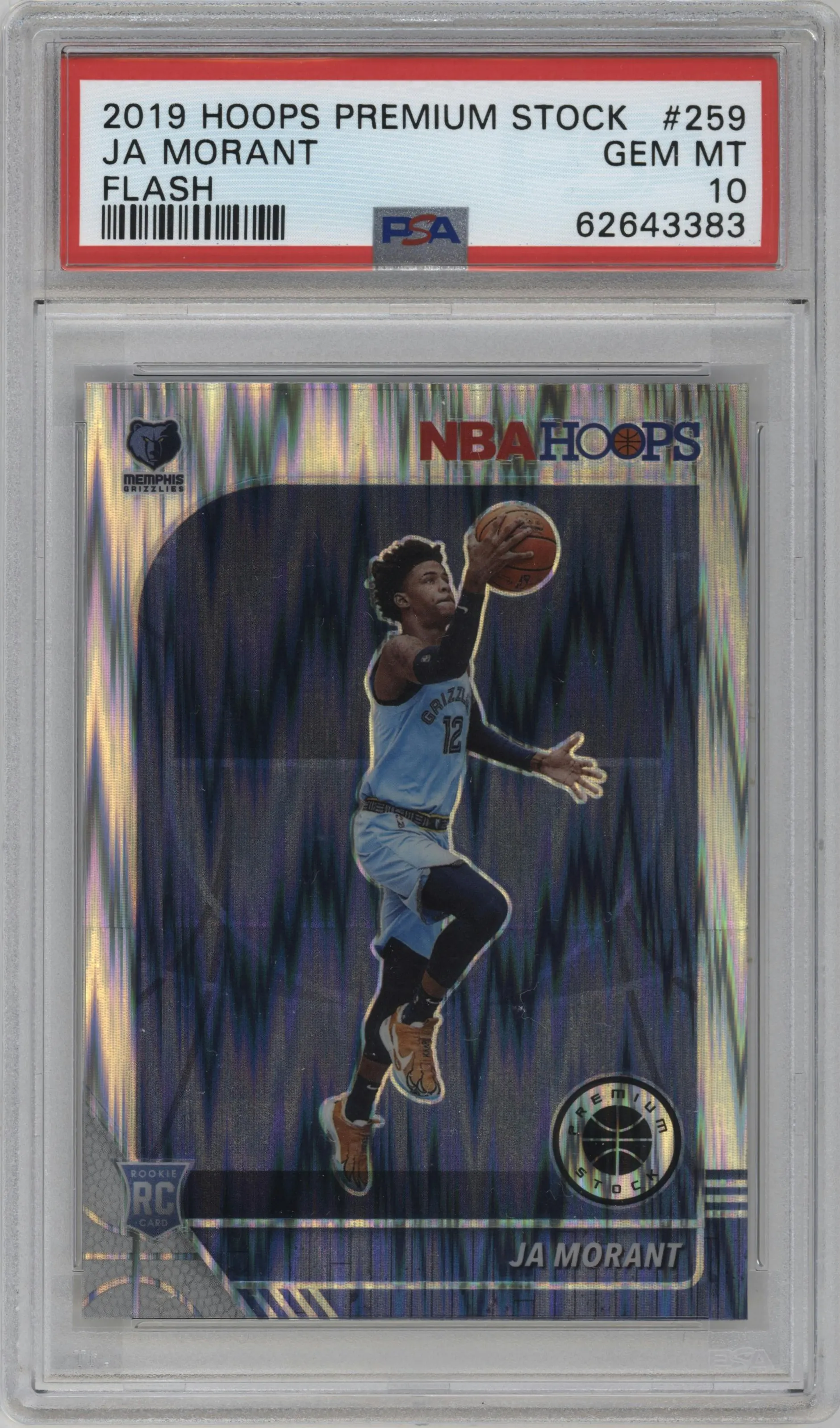 2019 Panini Hoops Premium Stock Ja Morant Flash #259 PSA 10
