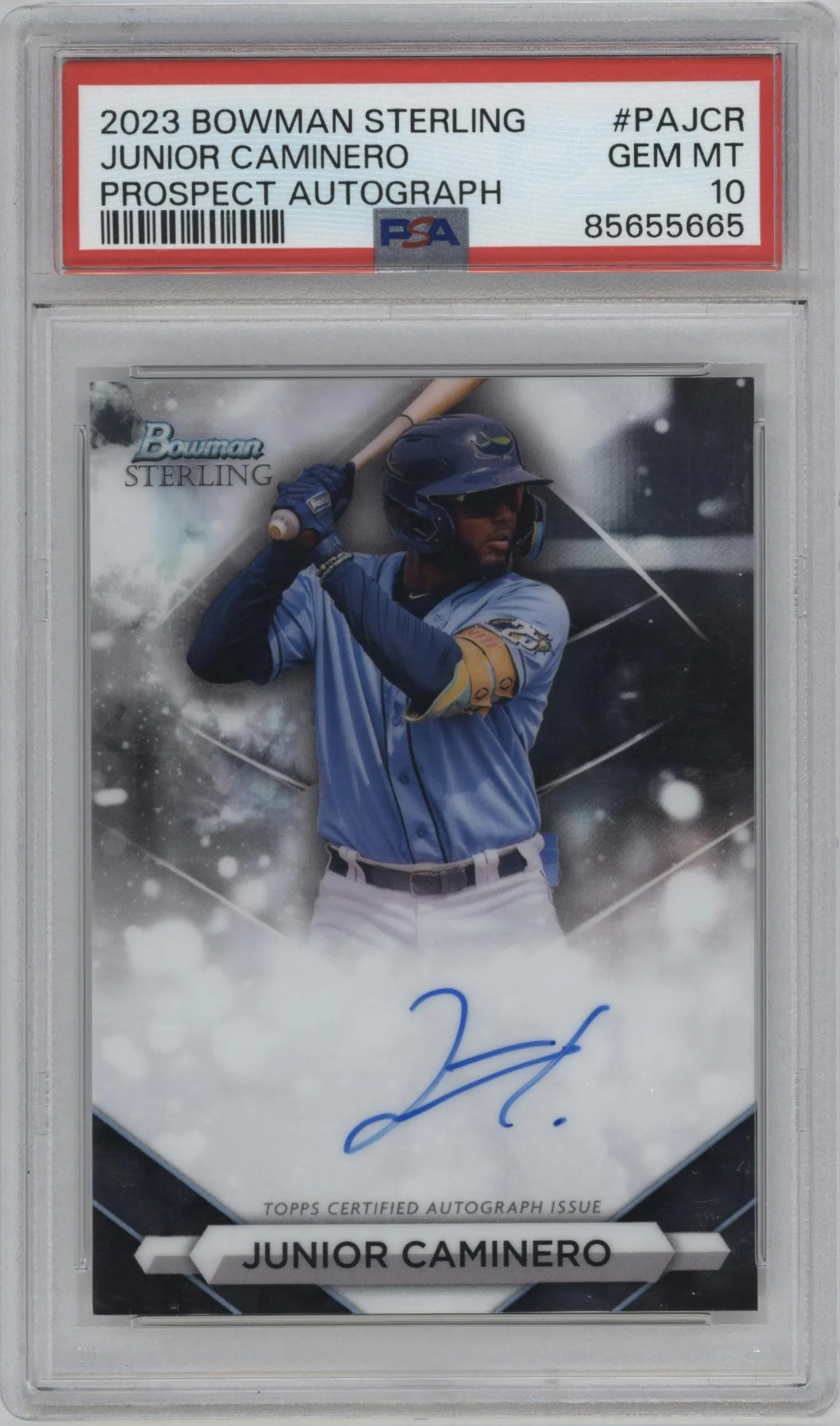 2023 Bowman Sterling Prospect Auto Junior Caminero #PA-JCR PSA 10