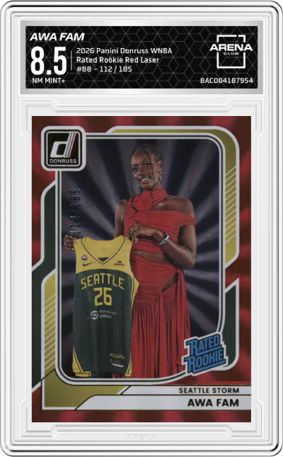 2026 Panini Donruss WNBA Rated Rookie Awa Fam Red Laser #88 ARENA CLUB 8.5