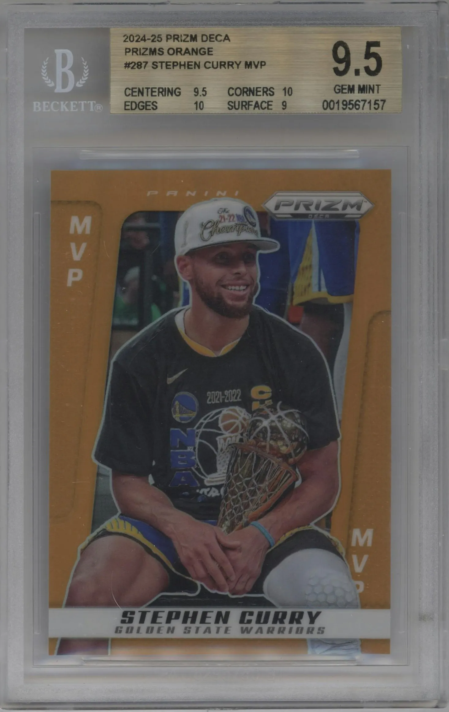 2024 Panini Prizm Deca Stephen Curry Orange Prizm #287 BGS 9.5