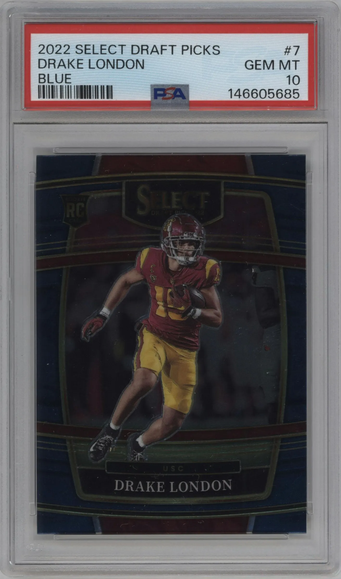 2022 Panini Select Draft Picks Drake London Blue Retail #7 PSA 10