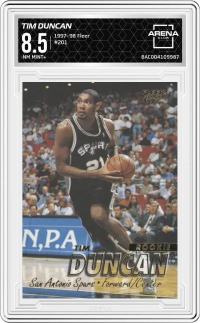 1997 Fleer Tim Duncan #201 ARENA CLUB 8.5