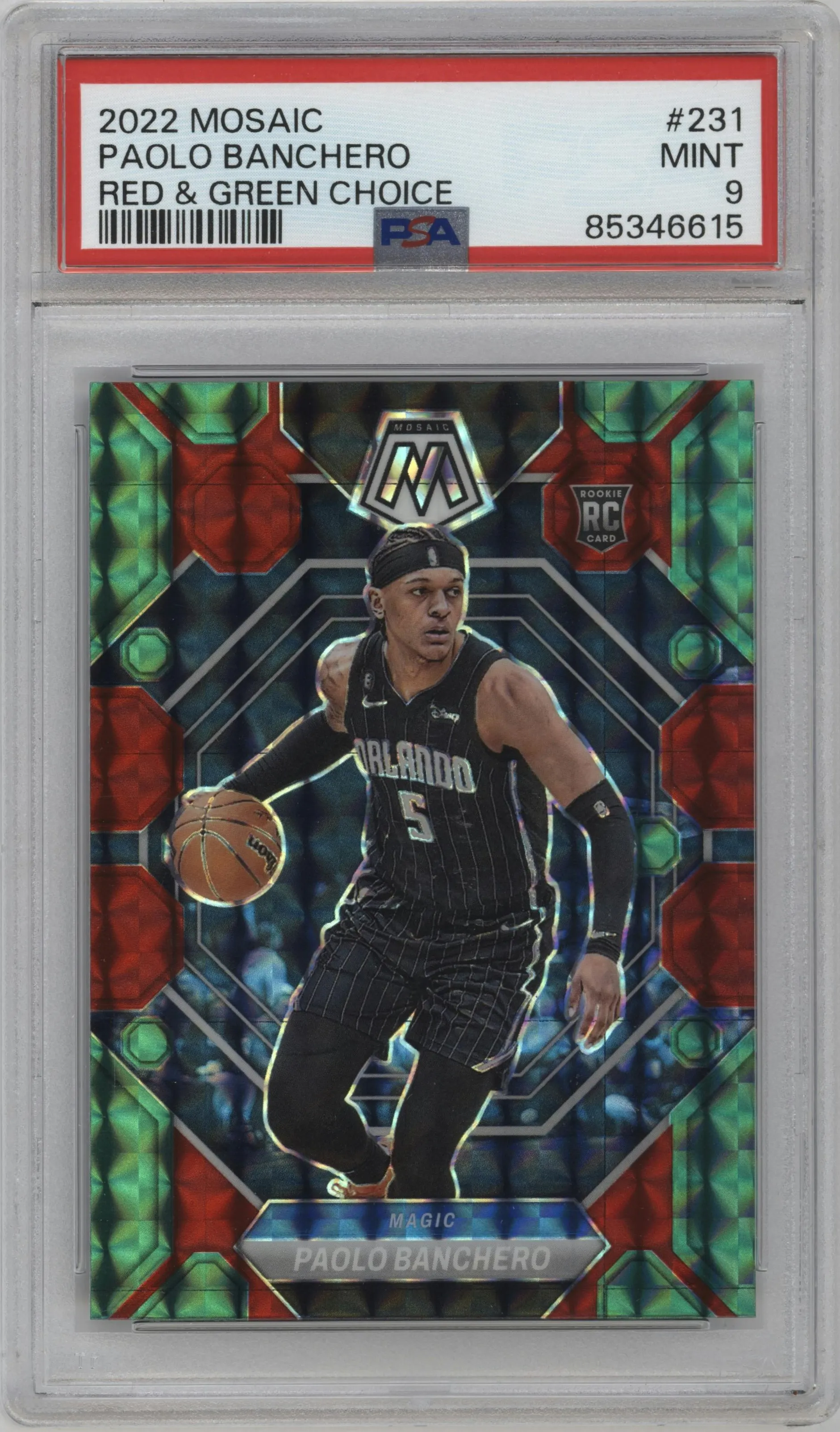 2022 Panini Mosaic Paolo Banchero Choice Red & Green #231 PSA 9