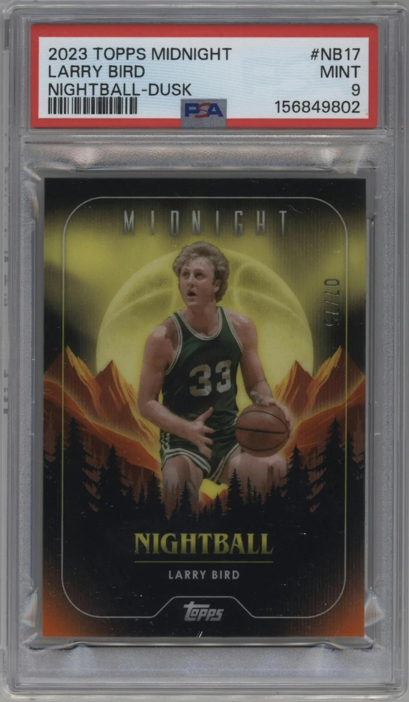 2023 Topps Midnight Nightball Larry Bird Dusk #NB-17 PSA 9