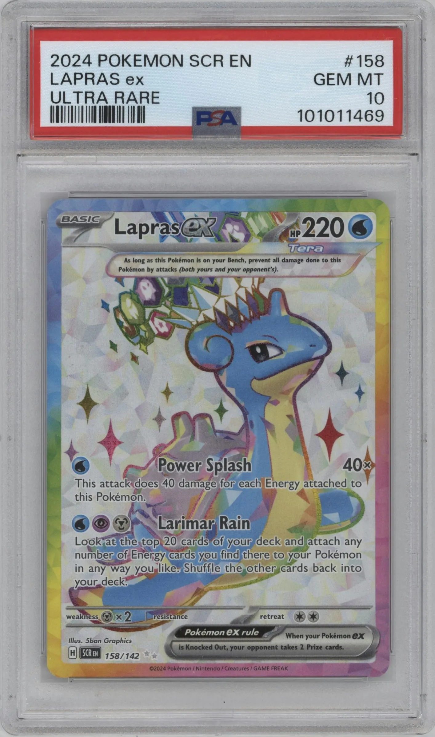 2024 Pokemon SV Stellar Crown Lapras ex #158 PSA 10
