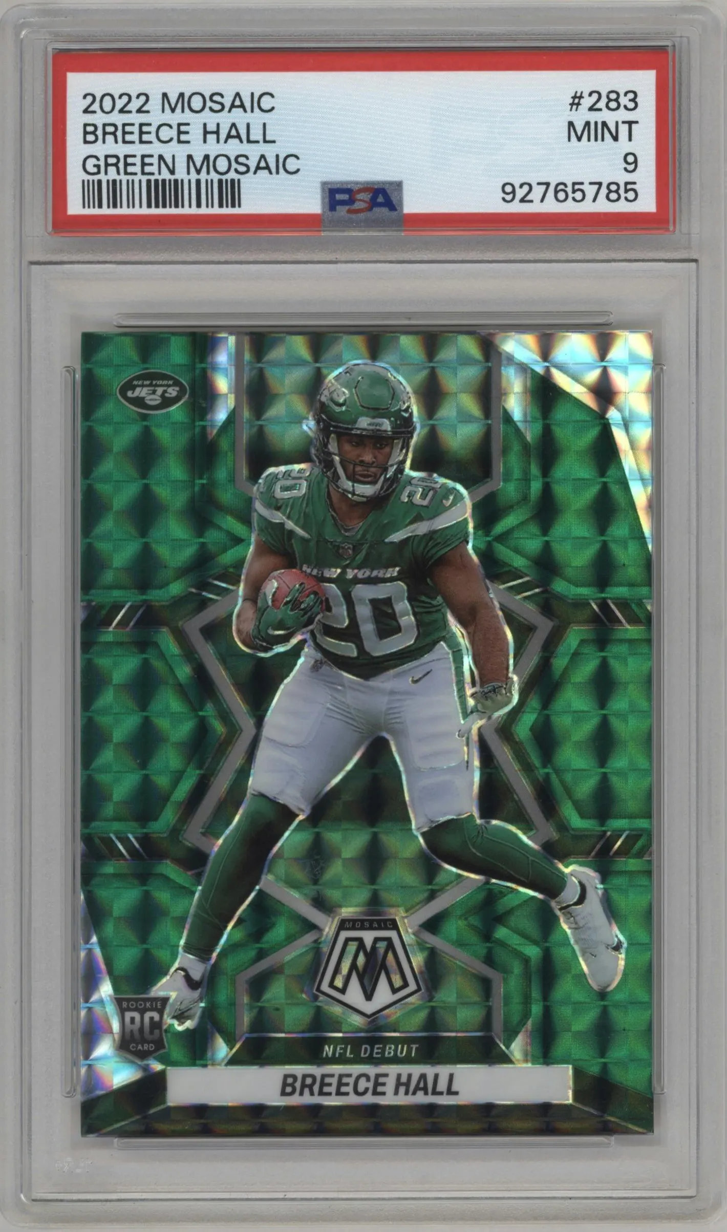 2022 Panini Mosaic Breece Hall Green Mosaic #283 PSA 9