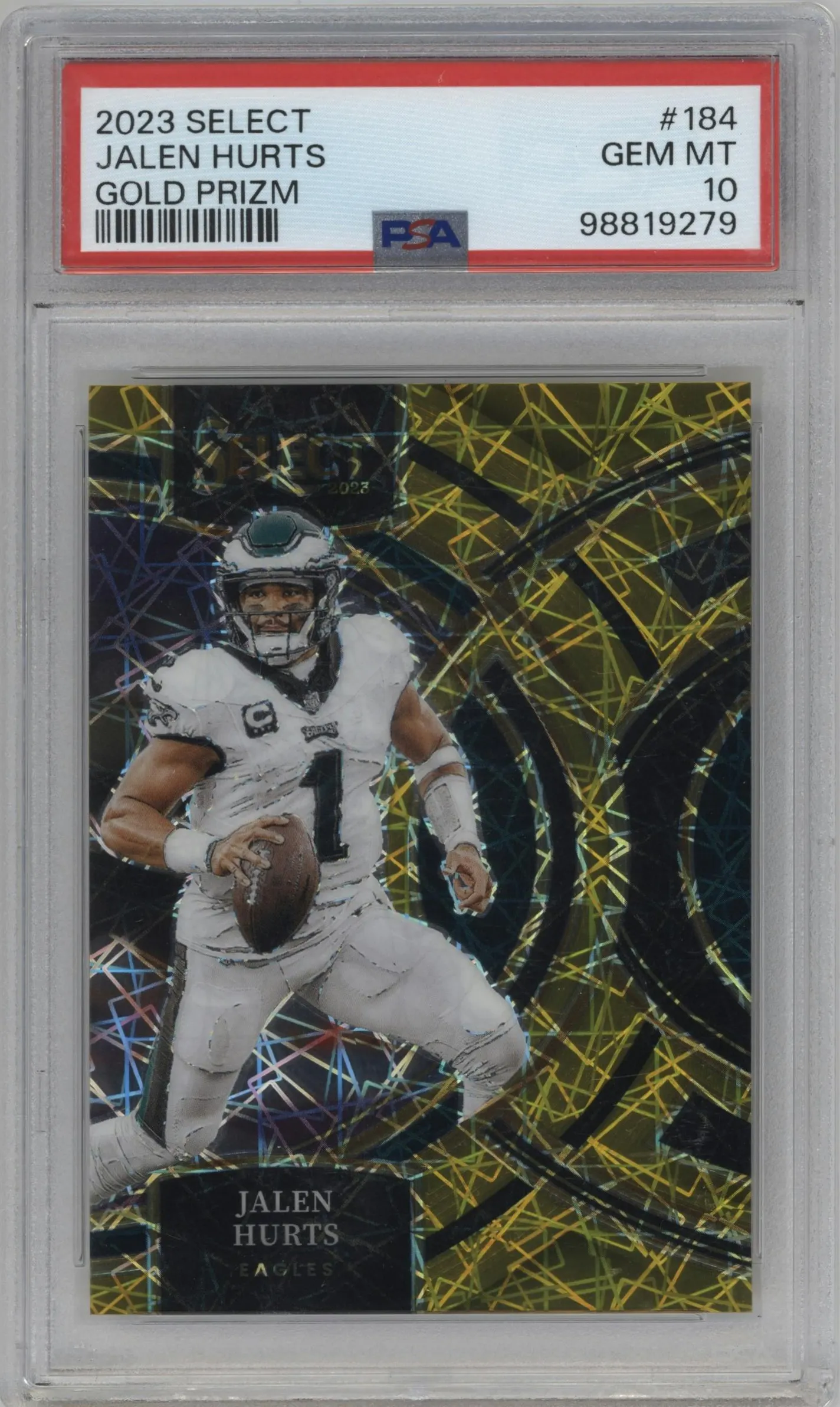2023 Panini Select Pre.Lvl. Jalen Hurts Gold Prizm #184 PSA 10