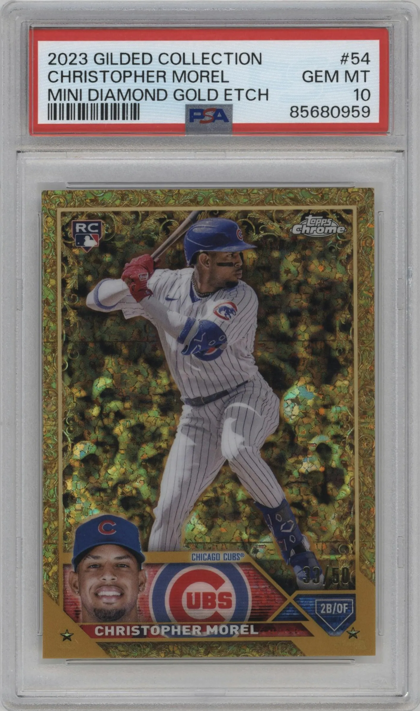 2023 Topps Gilded Collection Christopher Morel Mini-Diamond Gold Etch #54 PSA 10