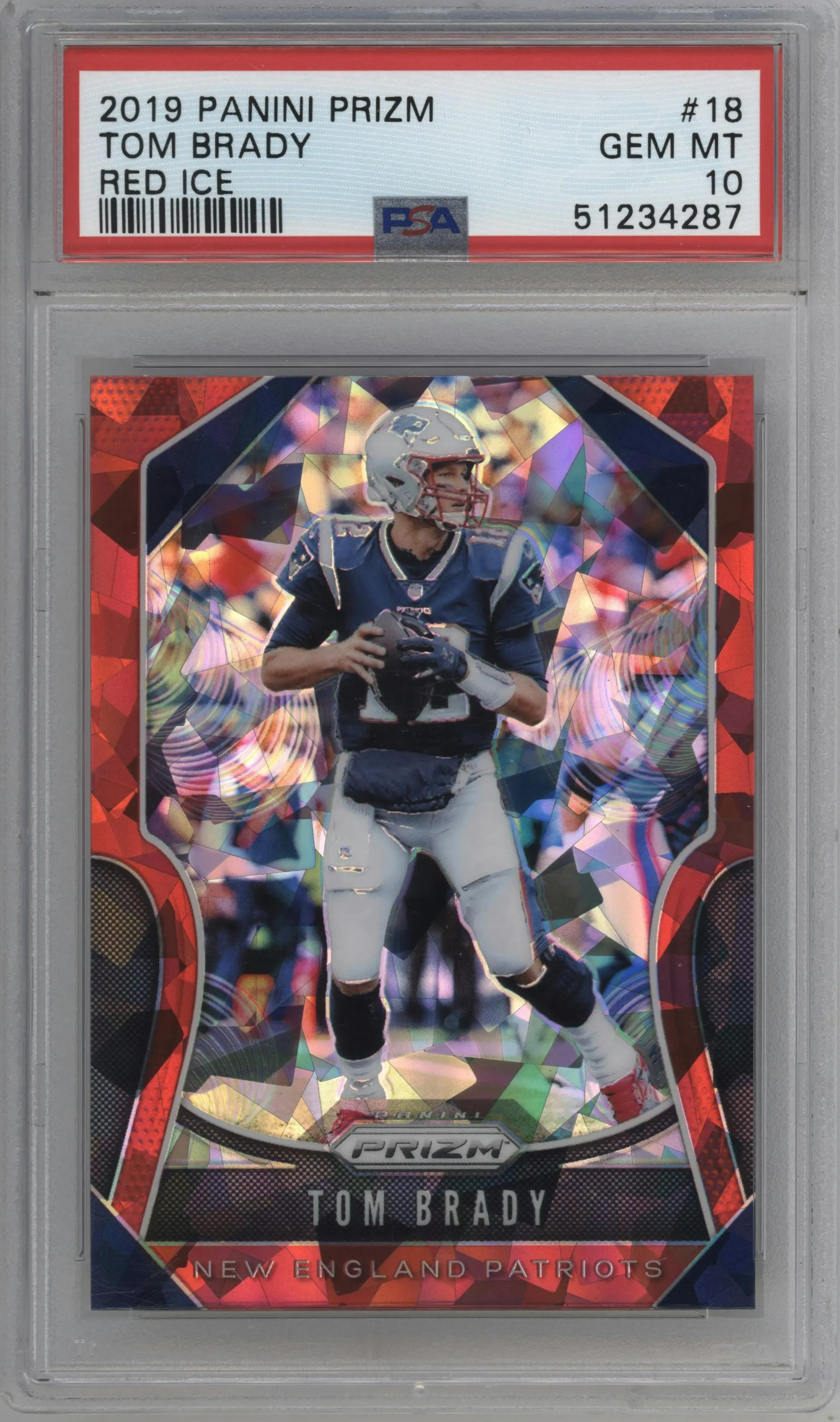 2019 Panini Prizm Tom Brady Red Ice #18 PSA 10