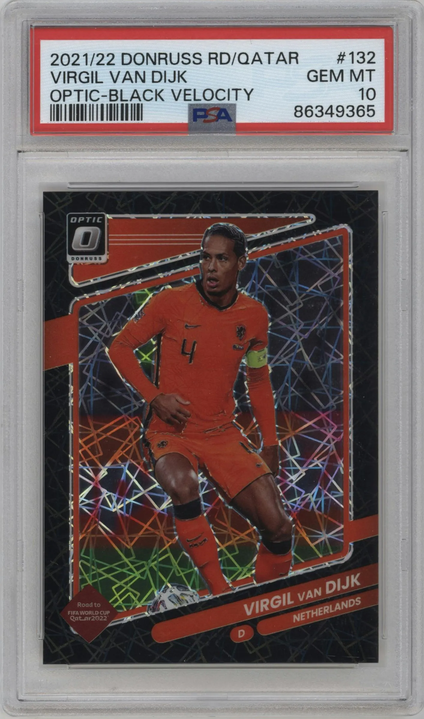 2021 Panini Donruss Road to Qatar Virgil van Dijk Black Velocity #132 PSA 10