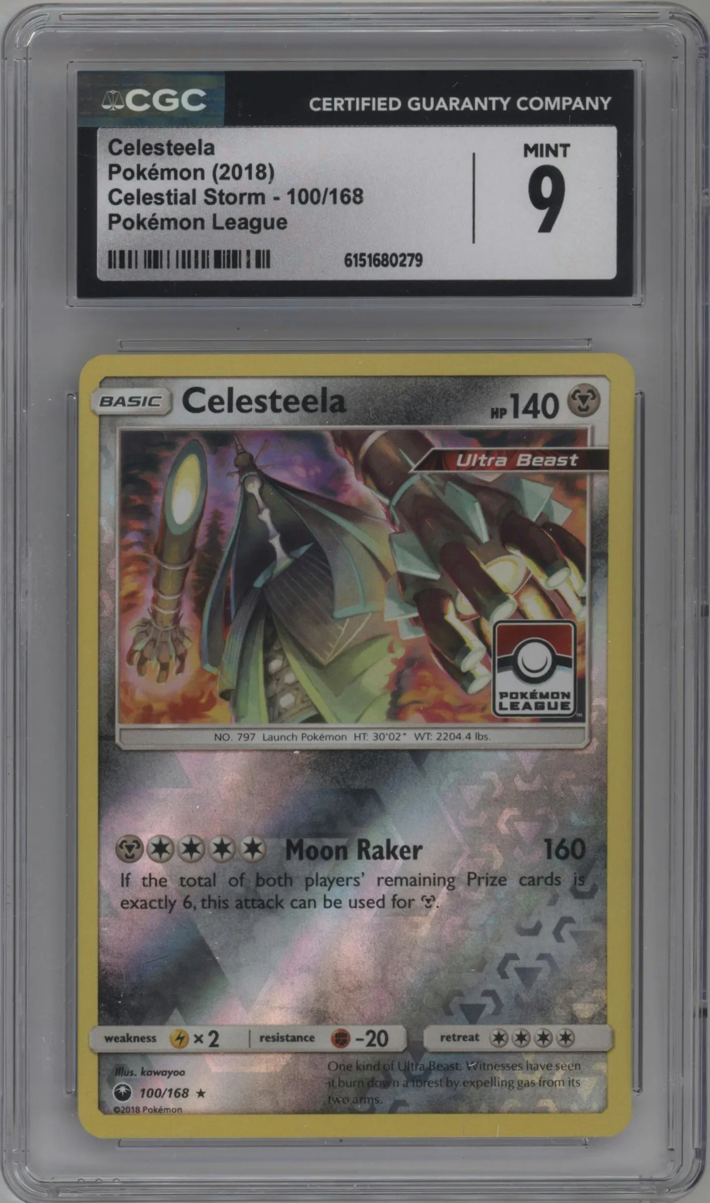 2018 Pokemon S&M Celestial Storm Celesteela 2018 Pokemon League Celestial Storm Season 1 #100 CGC 9