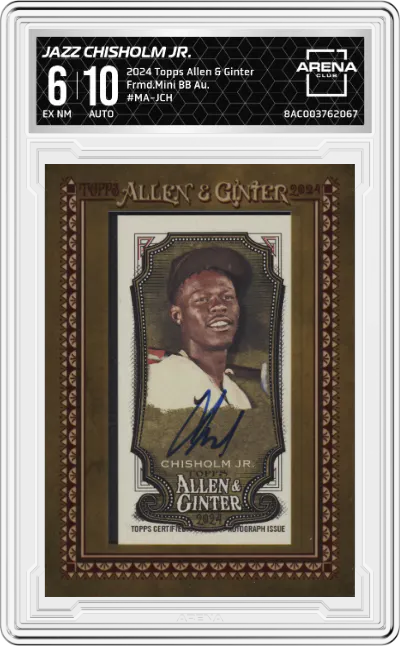 2024 Topps Allen & Ginter Frmd.Mini BB Au. Jazz Chisholm Jr. #MA-JCH ARENA CLUB 6