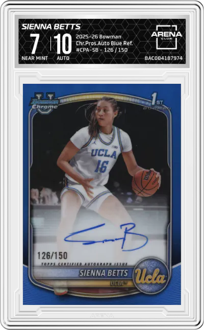2025 Bowman Chr.Pros.Auto Sienna Betts Blue Refractor #CPA-SB ARENA CLUB 7