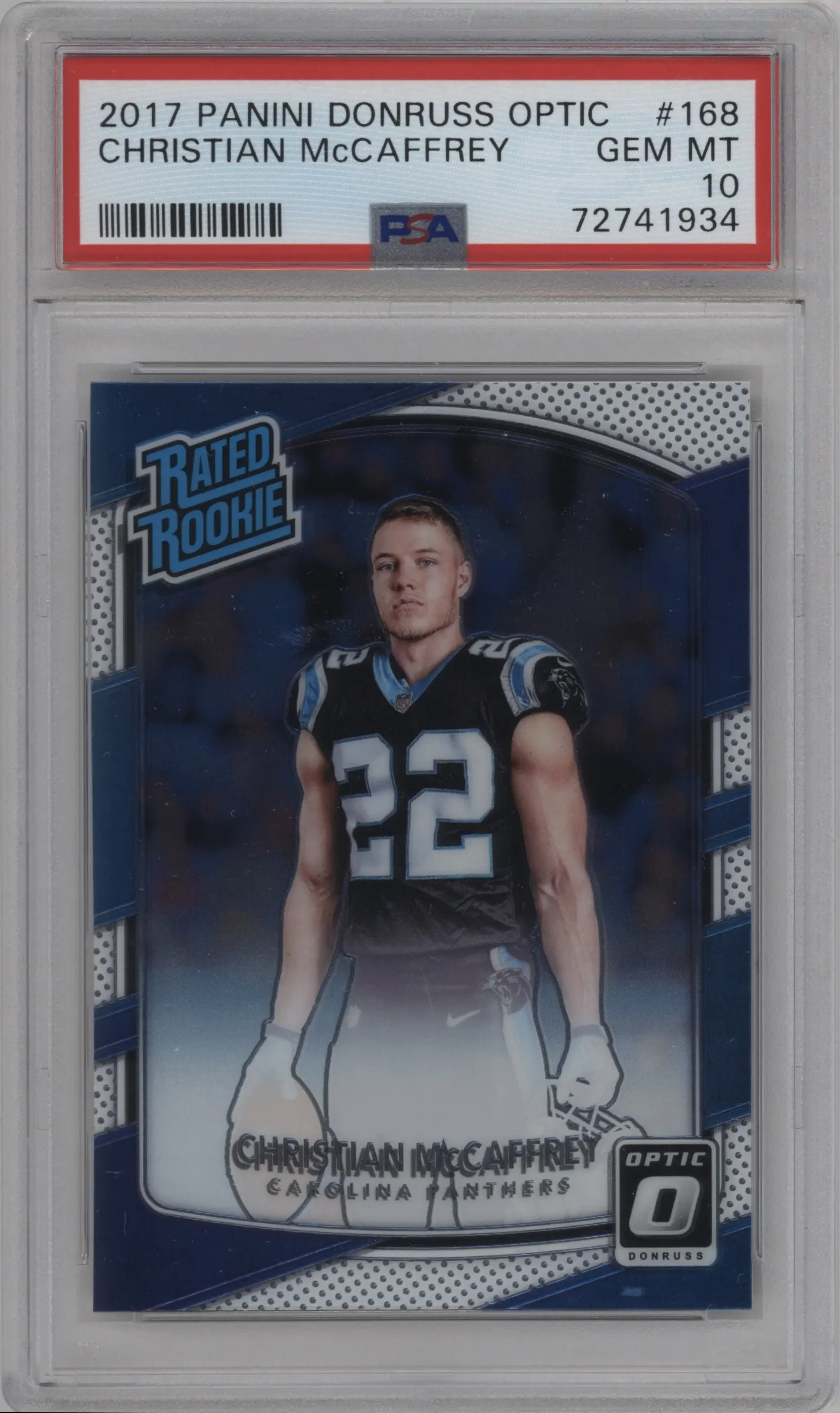 2017 Panini Donruss Optic Rated Rookie Christian McCaffrey PSA 10