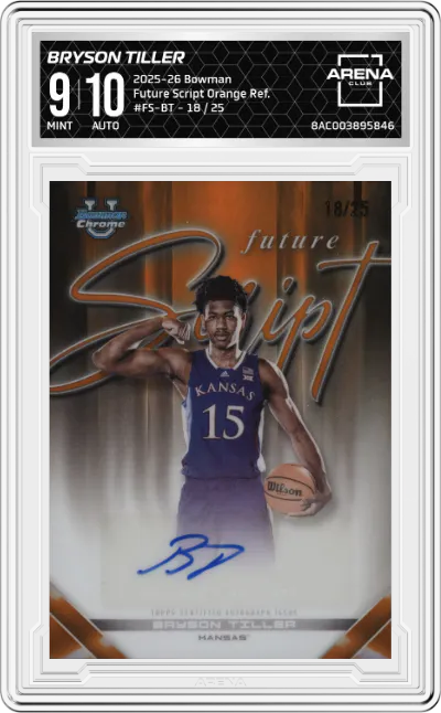 2025 Bowman Future Script Bryson Tiller Orange Refractor #FS-BT ARENA CLUB 9