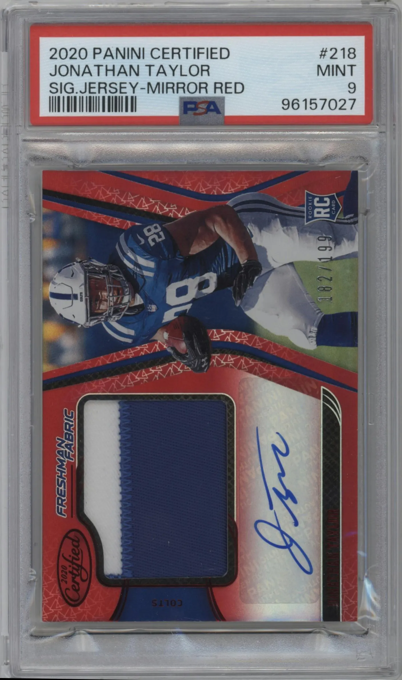 2020 Panini Certified Frshmn.Fab.Sig. Jonathan Taylor Mirror Red #218 PSA 9