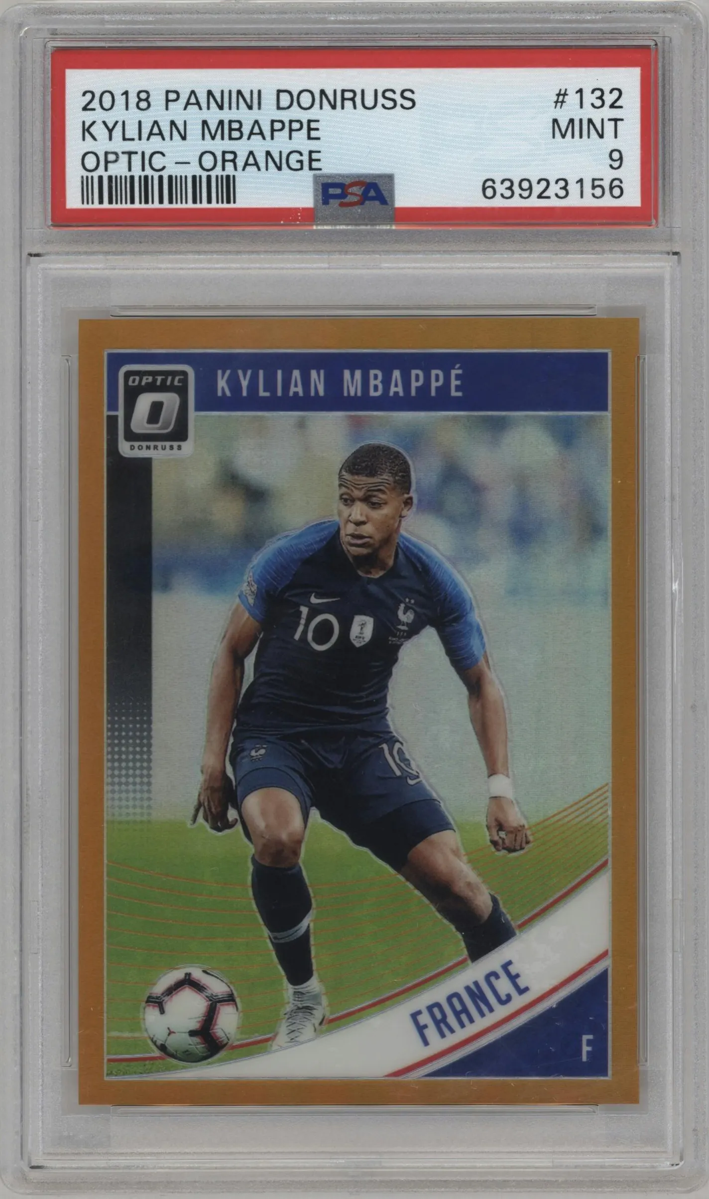 2018 Panini Donruss Optic Kylian Mbappe Orange #132 PSA 9