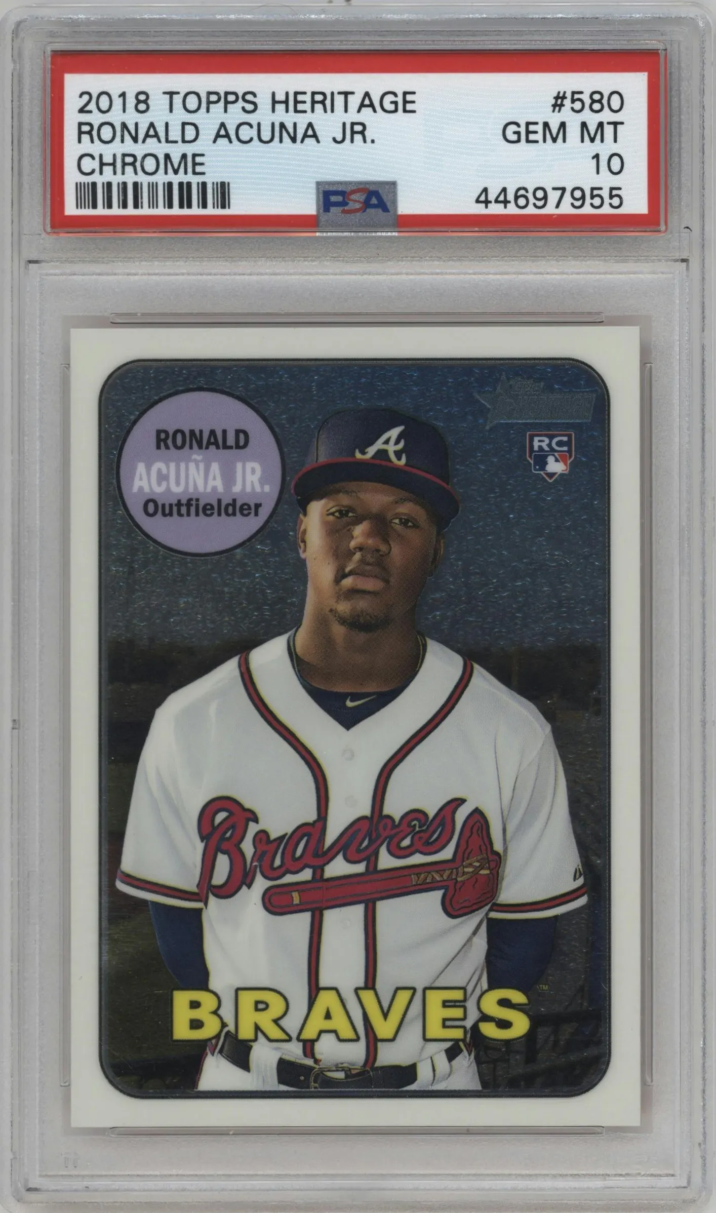 2018 Topps Heritage High Number Chrome Ronald Acuna Jr. #THC-580 PSA 10