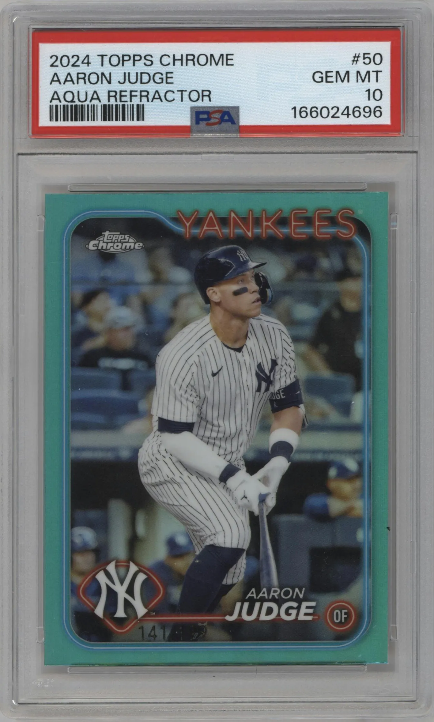 2024 Topps Chrome Aaron Judge Aqua Refractor #50 PSA 10