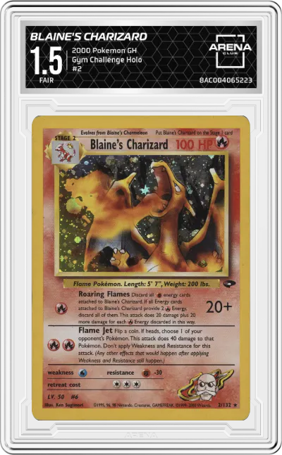 2000 Pokemon GH Gym Challenge Blaine's Charizard #2 ARENA CLUB 1.5