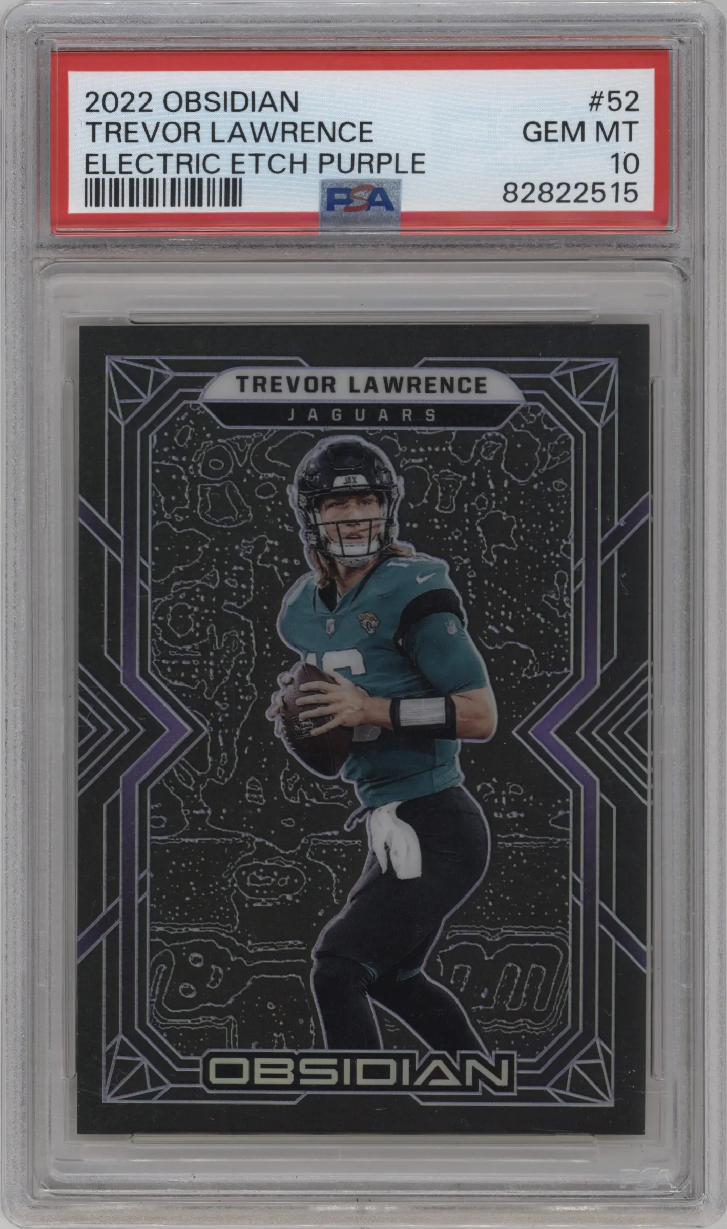 2022 Panini Obsidian Trevor Lawrence Electric Etch Purple PSA 10
