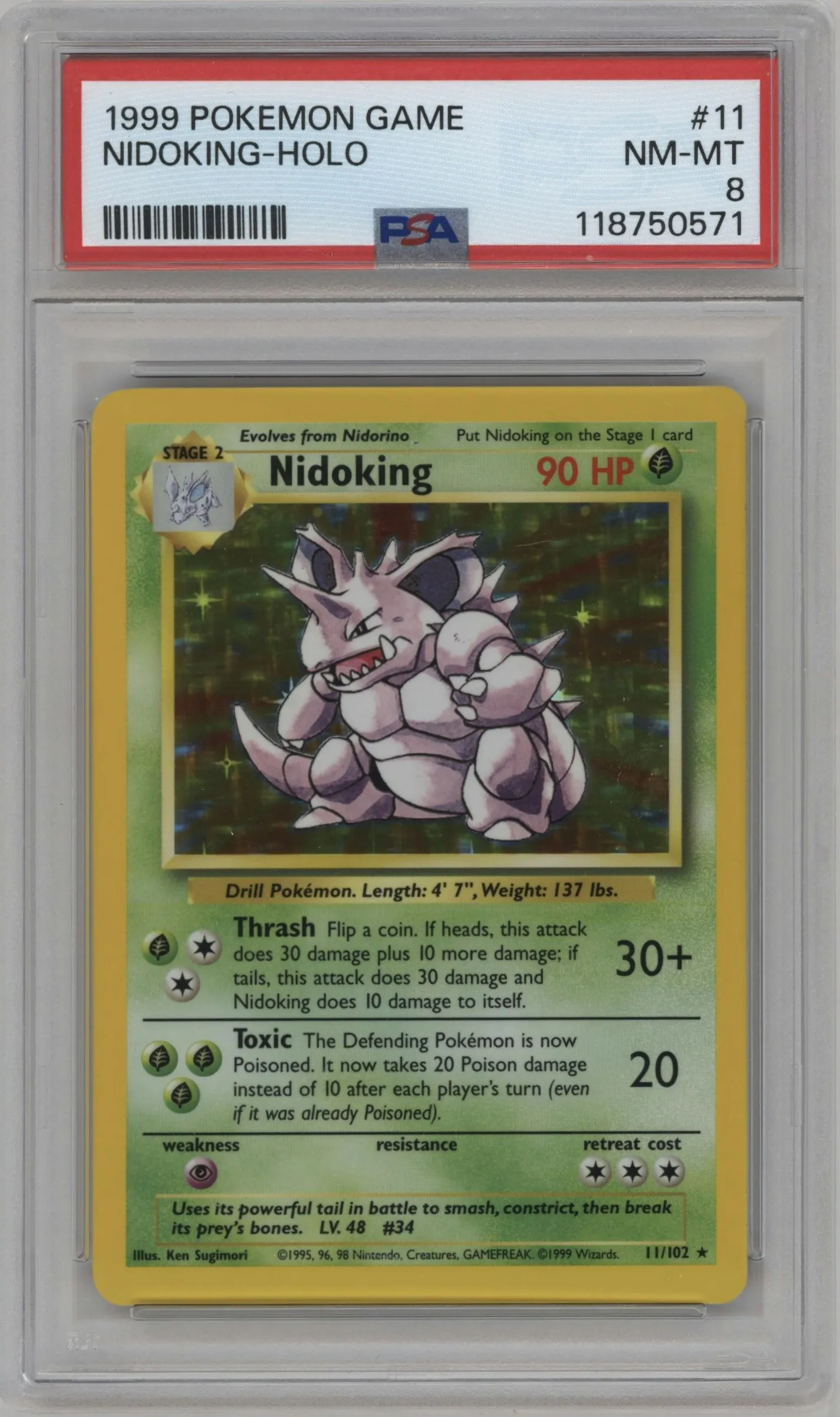 1999 Pokemon Base Set Nidoking #11 PSA 8