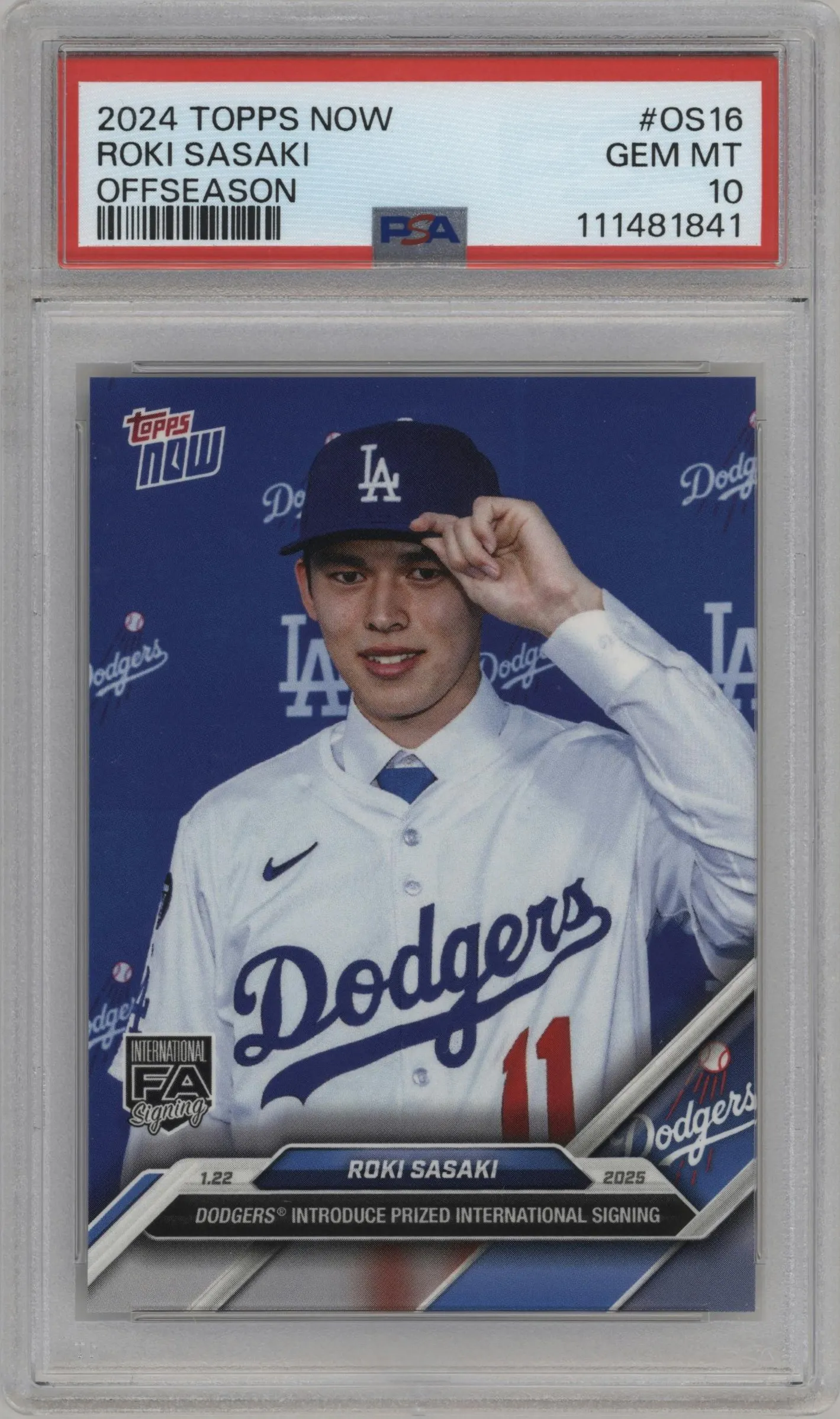 2024 Topps Now Off-Season Roki Sasaki #OS-16 PSA 10