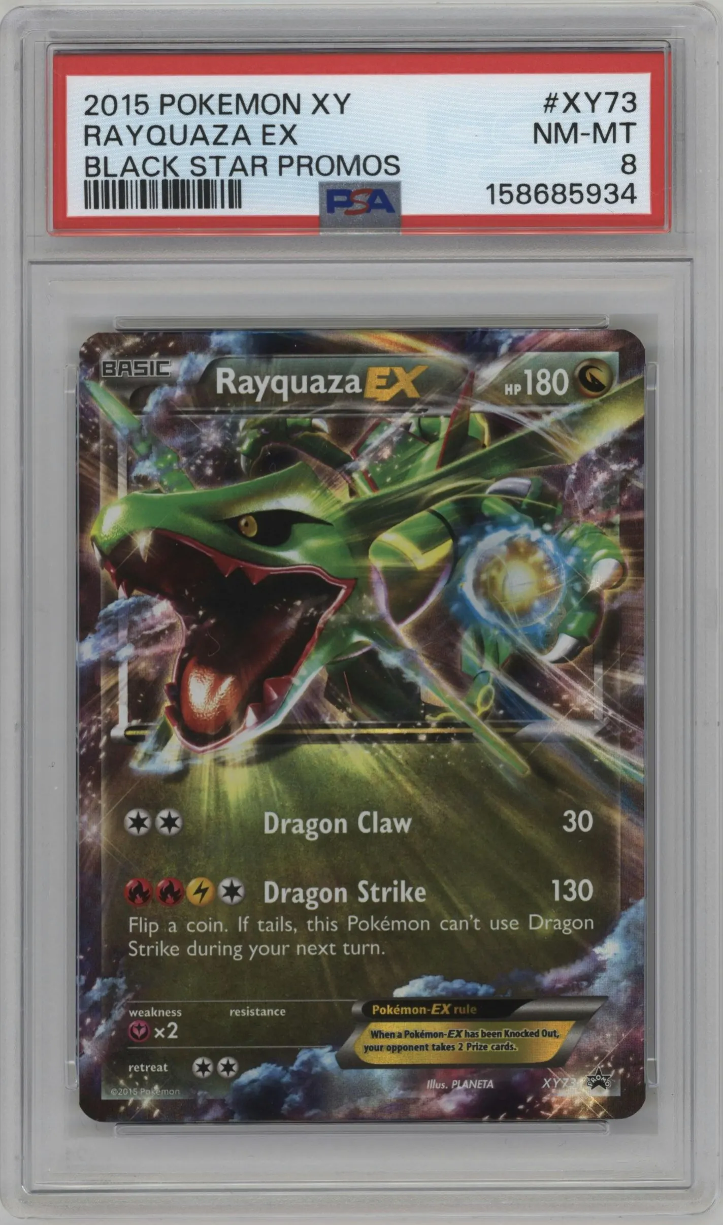 2015 Pokemon XY Rayquaza EX Fall Powers Beyond Tin #XY73 PSA 8