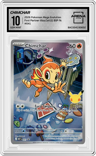 2026 Pokemon Mega Evolution Chimchar First Partner Illustration Collection Series 1 #041 ARENA CLUB 10