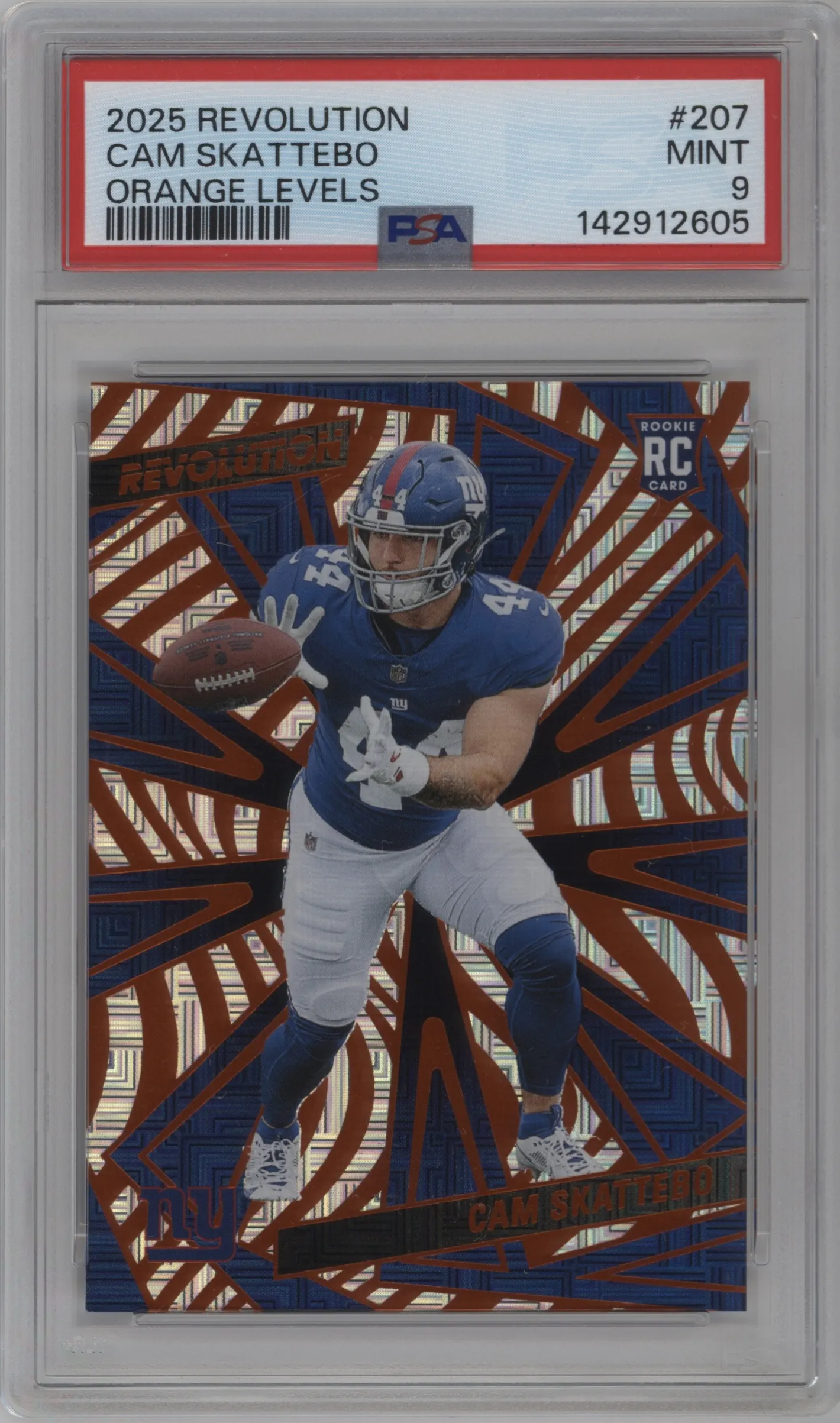 2025 Panini Revolution Cam Skattebo Orange Levels #207 PSA 9
