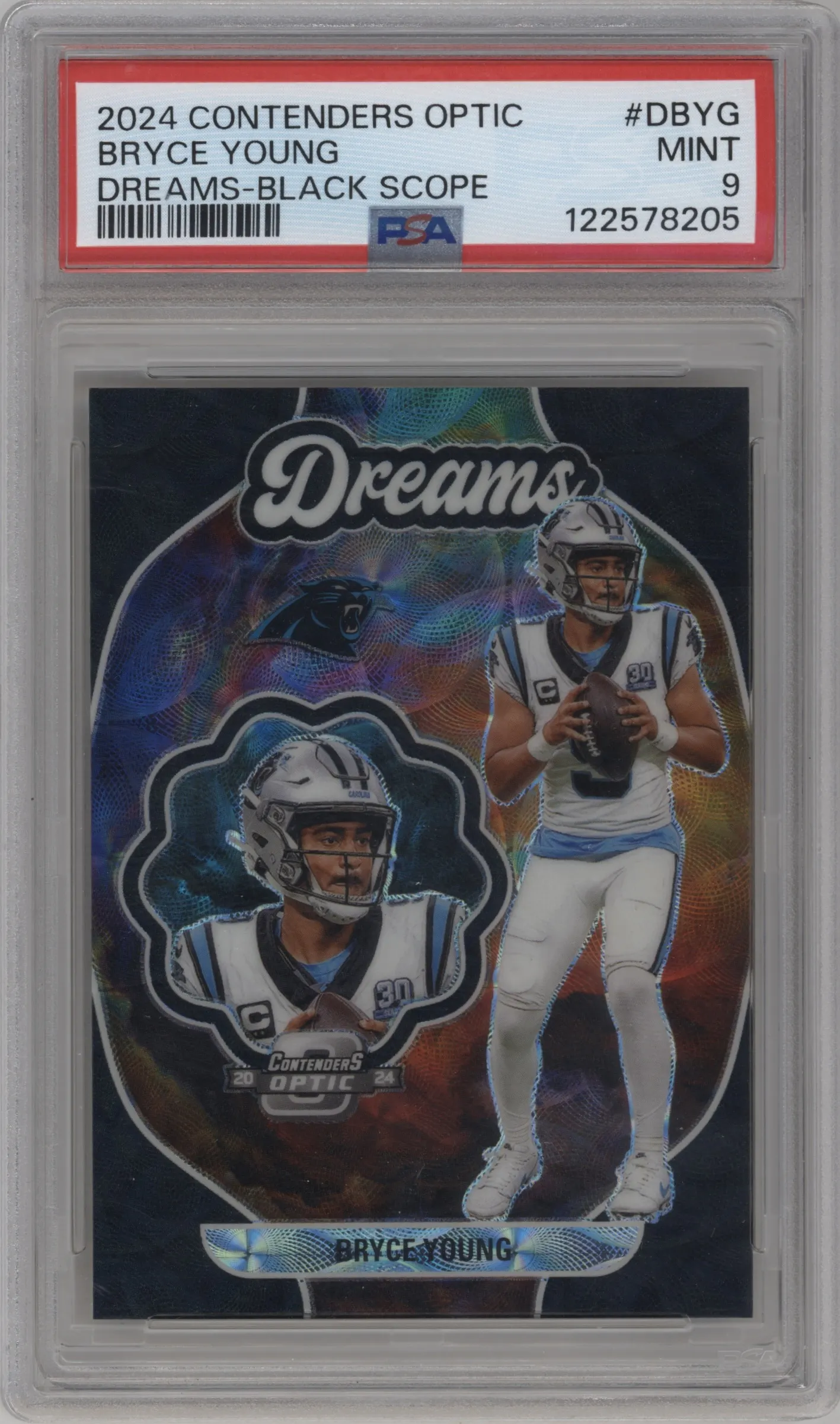 2024 Panini Contenders Optic Dreams Bryce Young Black Scope #D-BYG PSA 9