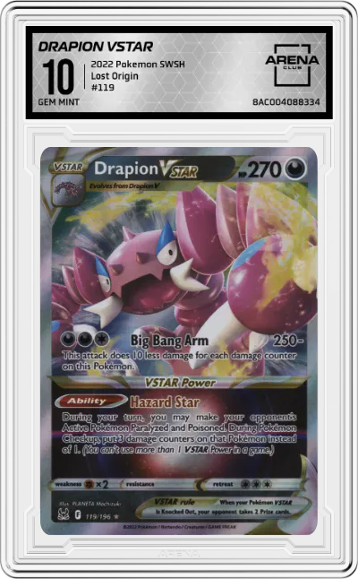 2022 Pokemon SWSH Lost Origin Drapion VSTAR #119 ARENA CLUB 10