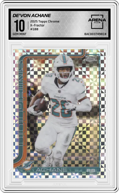 2025 Topps Chrome De'Von Achane X-Fractor #188 ARENA CLUB 10