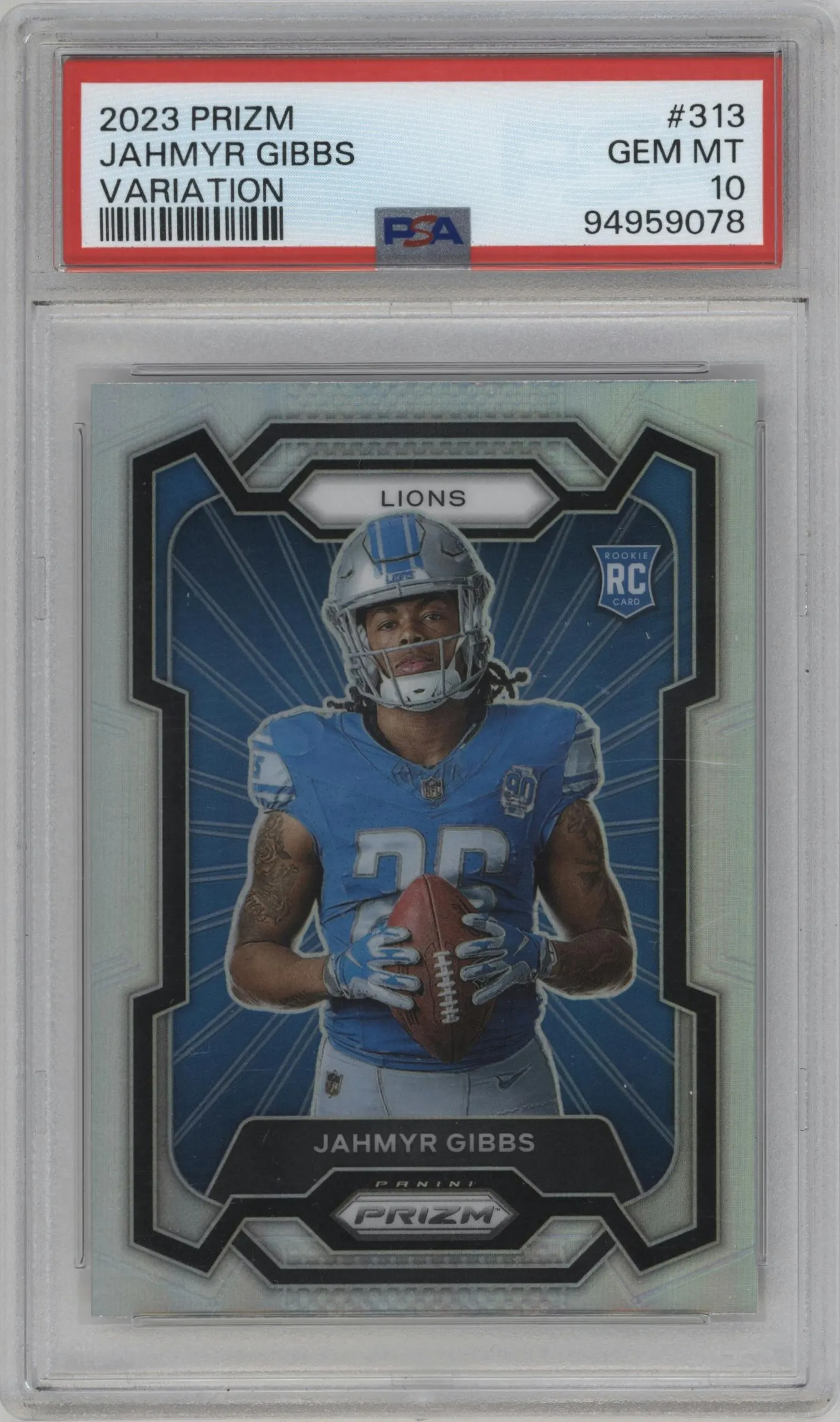 2023 Panini Prizm Rke.Var. Jahmyr Gibbs #313 PSA 10