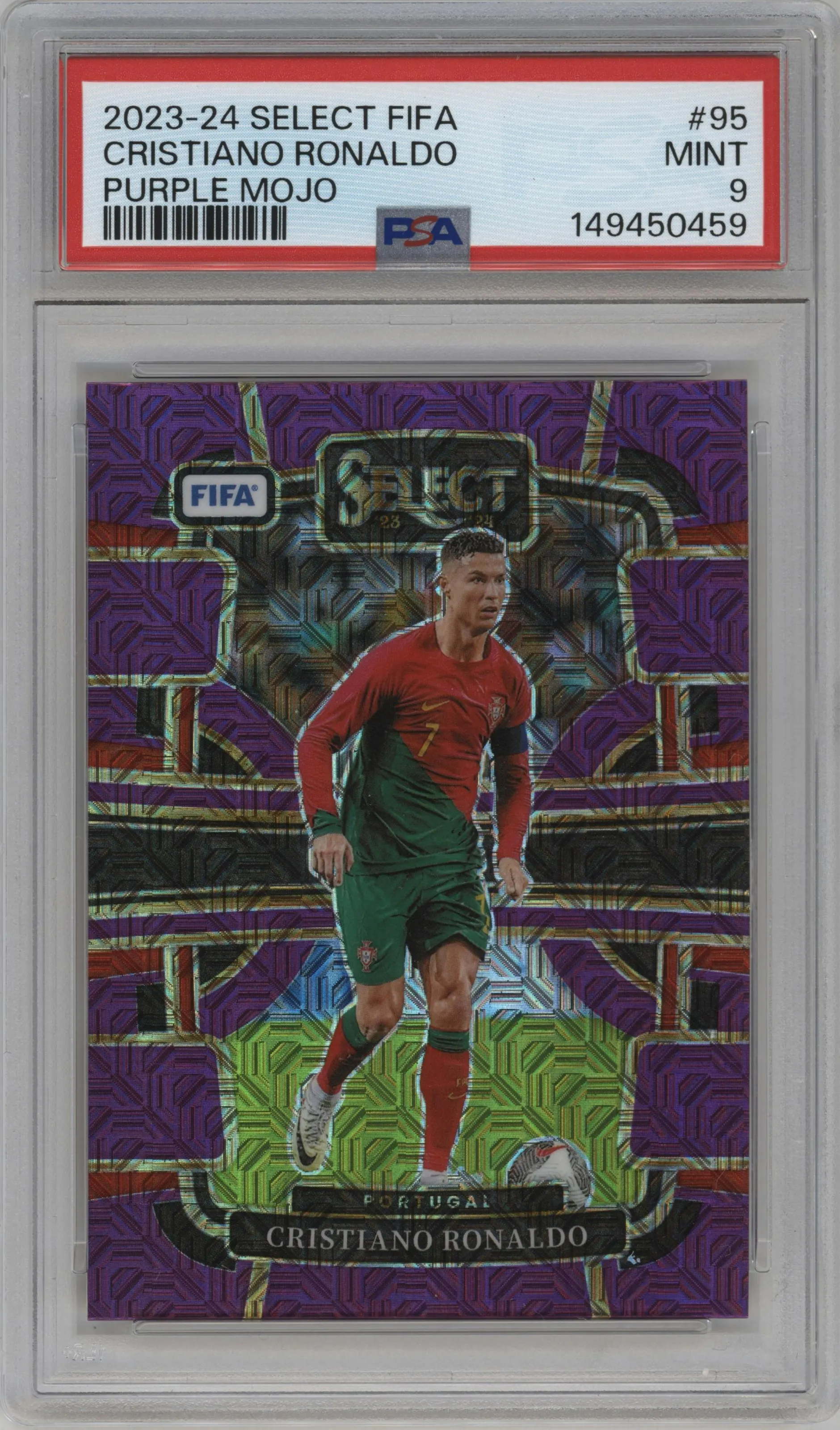 2023 Panini Select FIFA Cristiano Ronaldo Purple Mojo #95 PSA 9