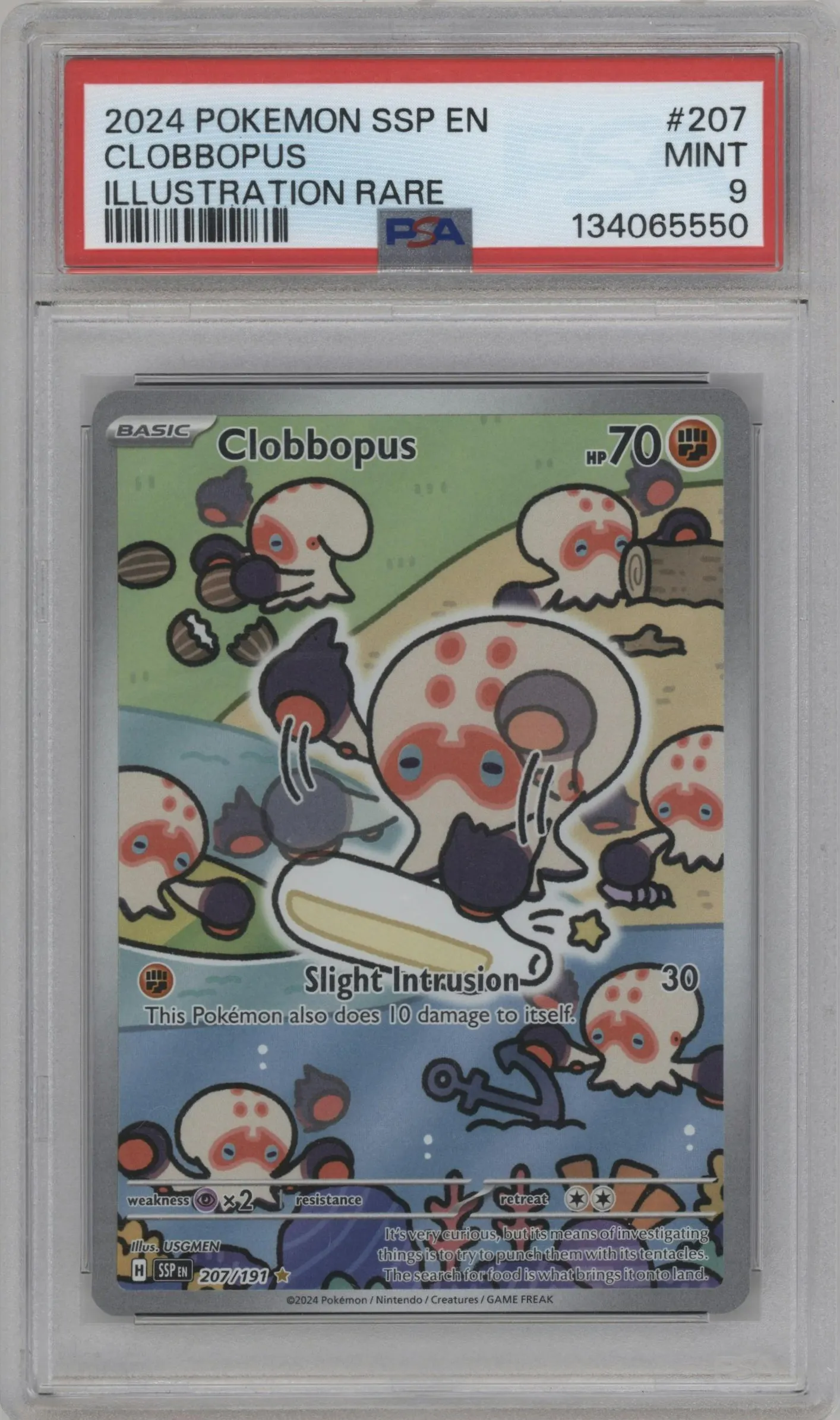 2024 Pokemon SV Surging Sparks Clobbopus #207 PSA 9