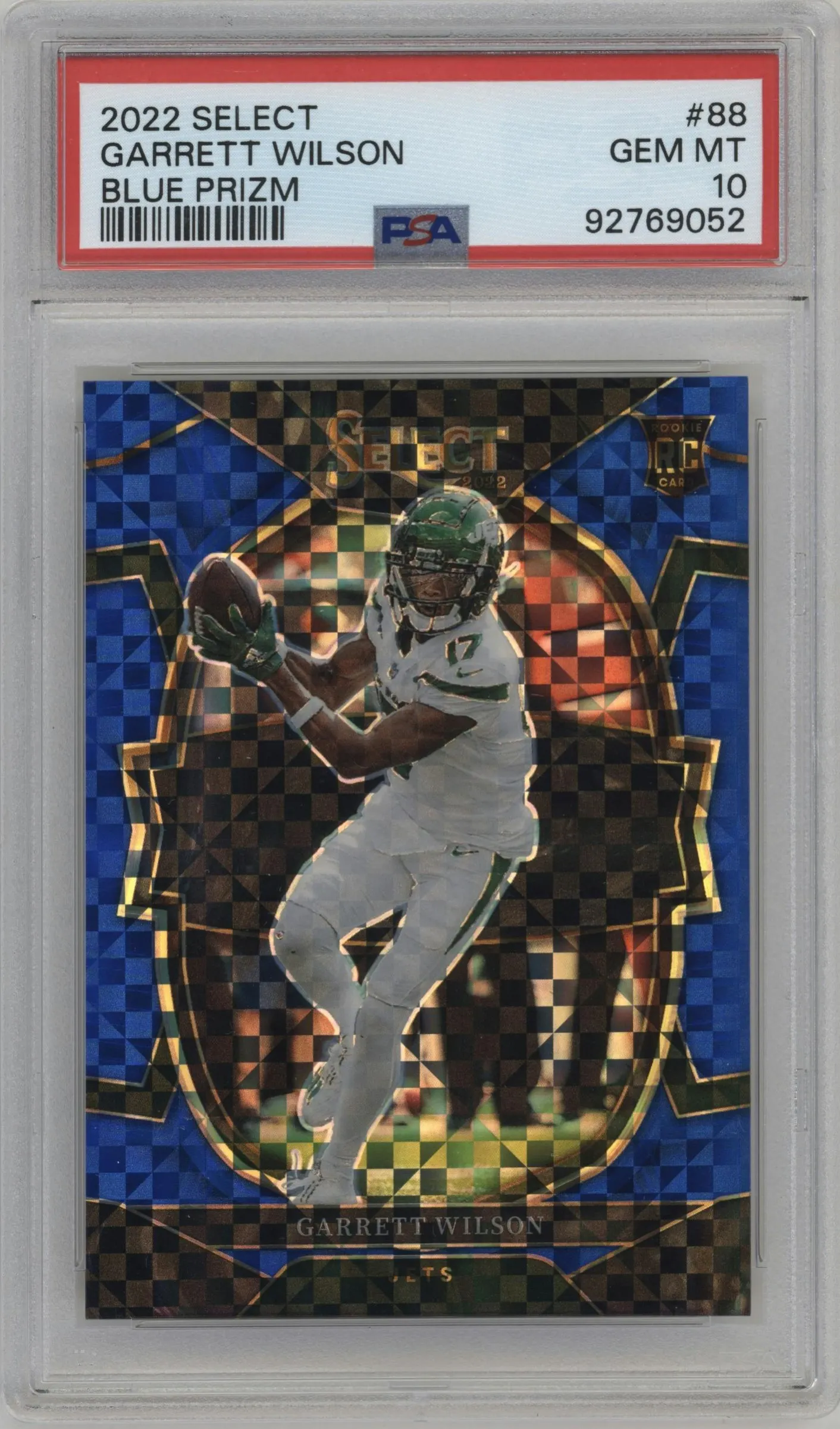 2022 Panini Select Garrett Wilson Blue Prizm #88 PSA 10