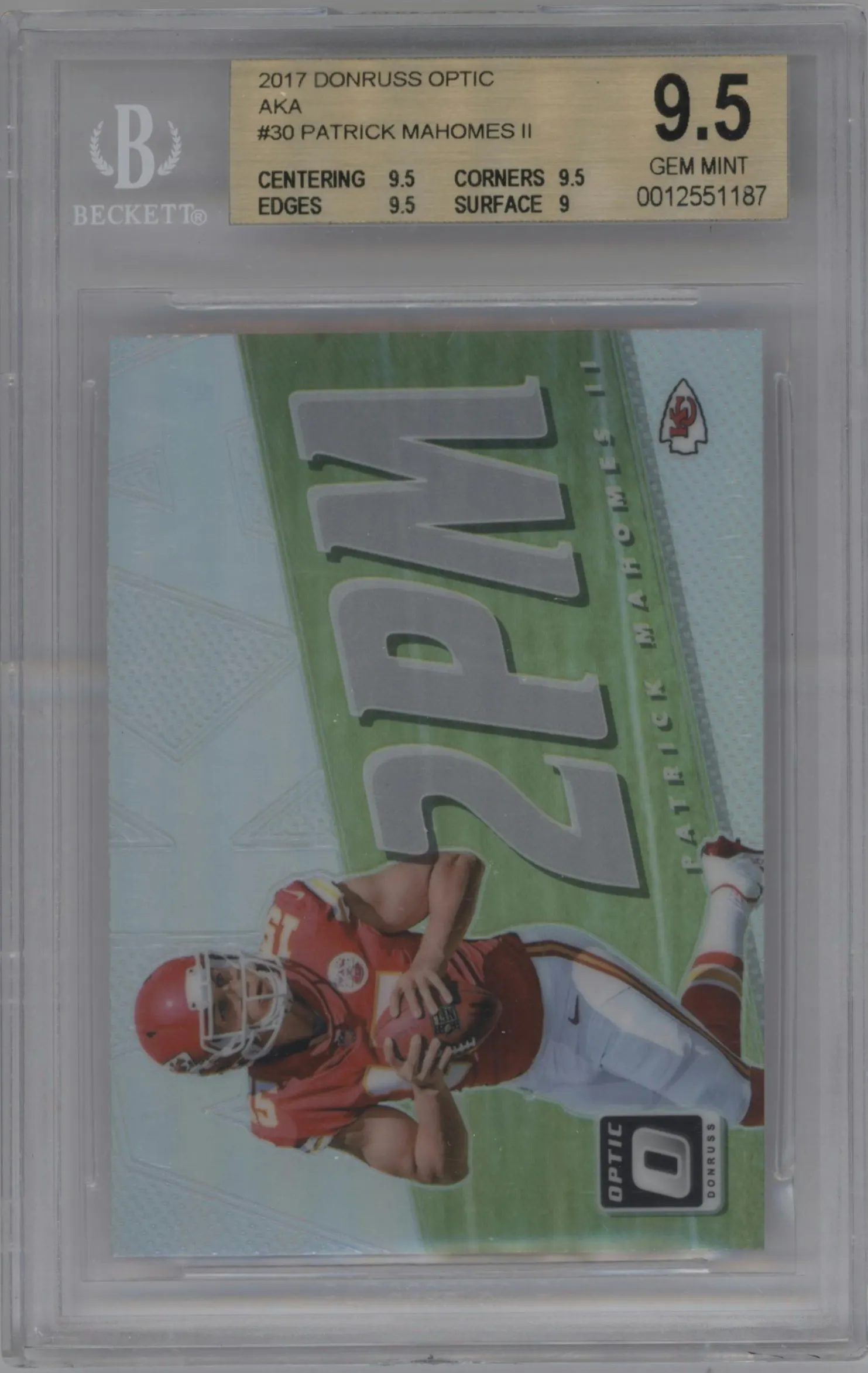2017 Panini Donruss Optic AKA Patrick Mahomes II #30 BGS 9.5